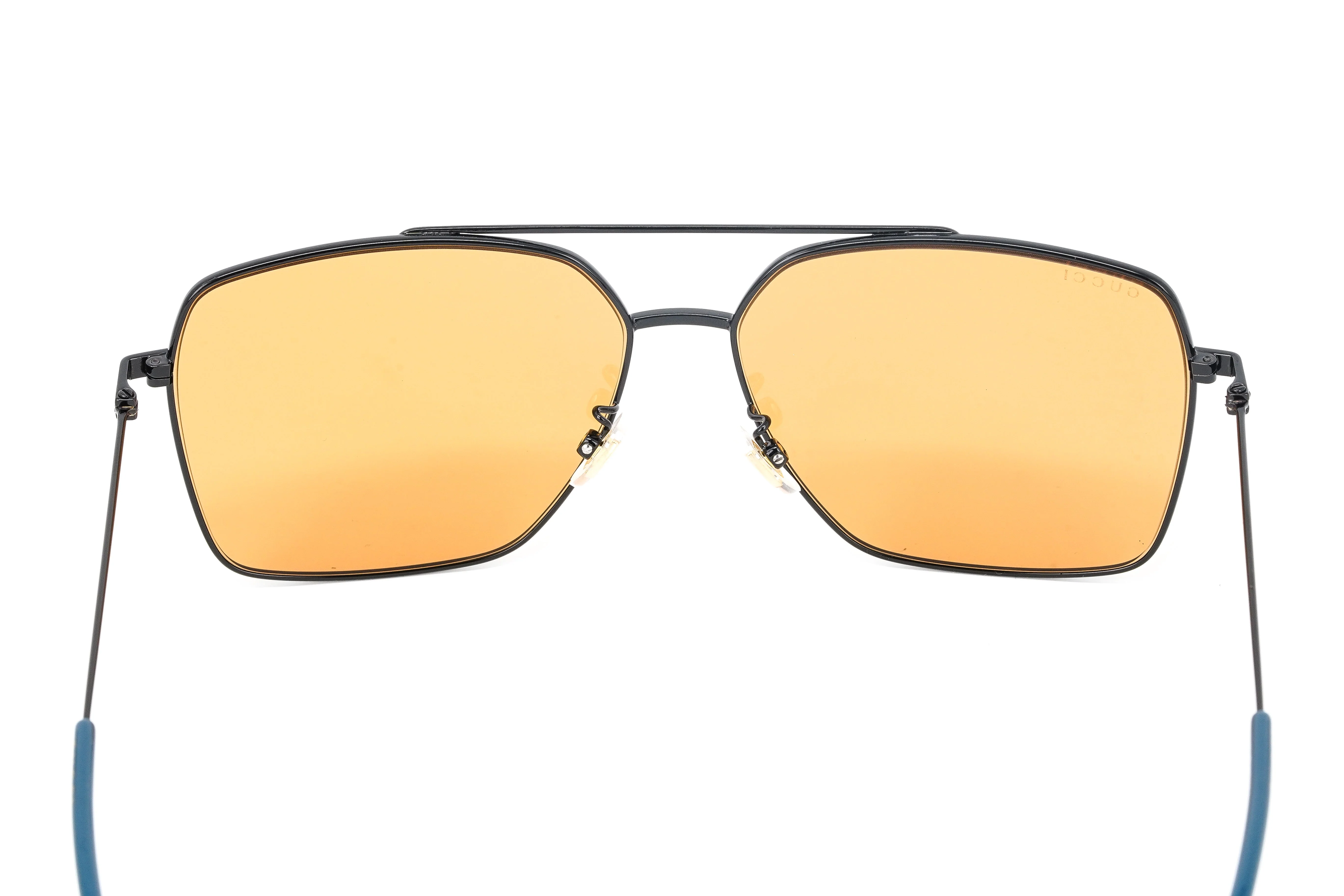 Gucci Men's Sunglasses Square Pilot Black Orange - Image 7