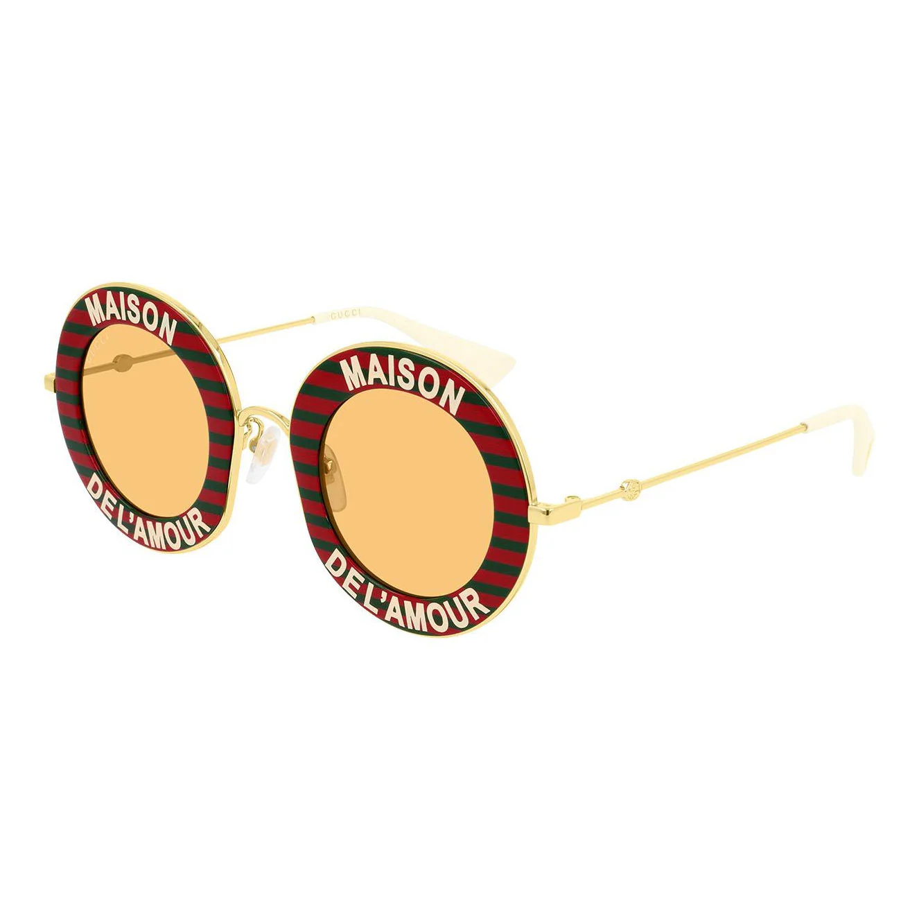 Gucci Women's Sunglasses Oversized Round Gold Maison de l'Amour