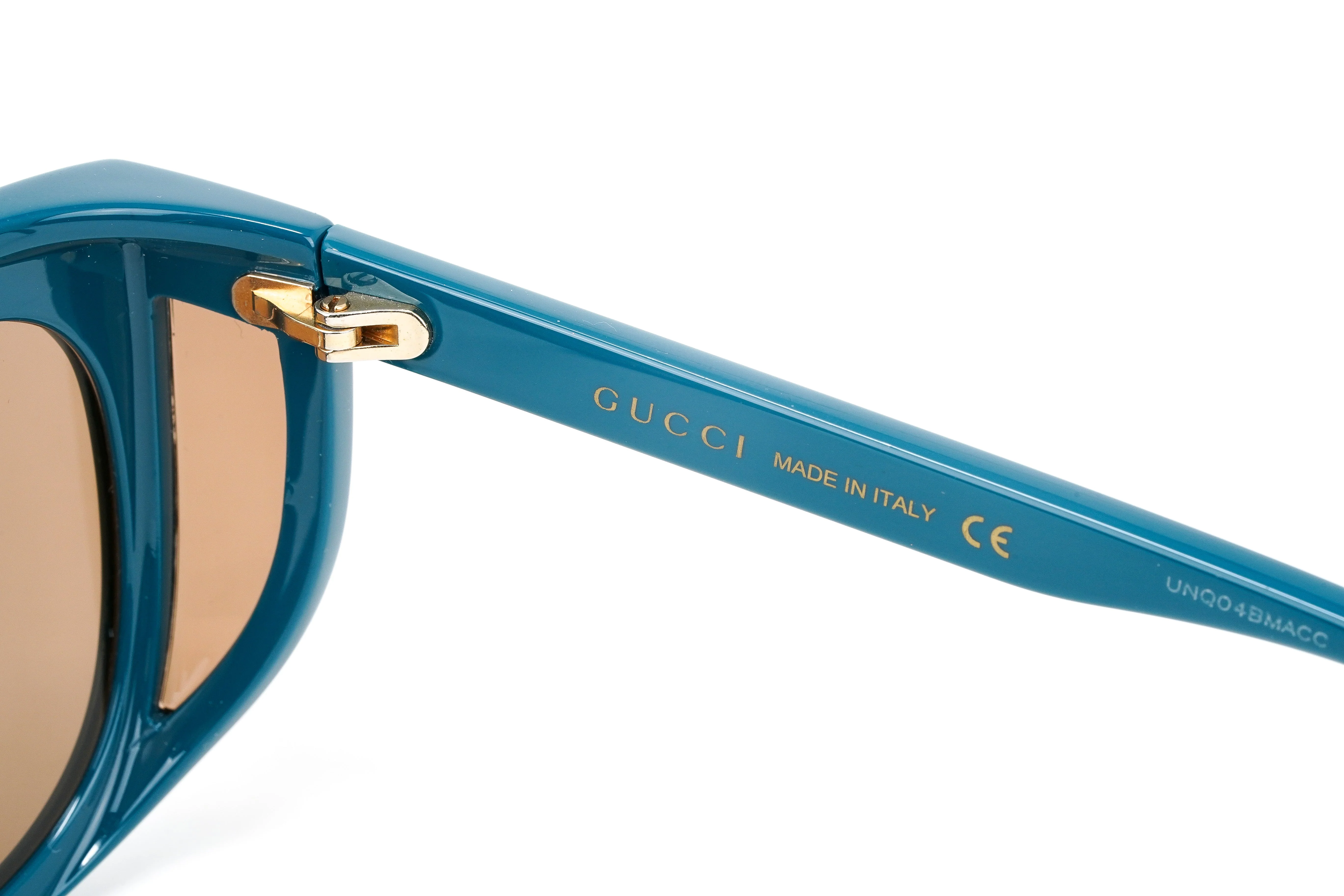 Gucci Women's Sunglasses Wraparound Rectangle Turquoise - Image 4