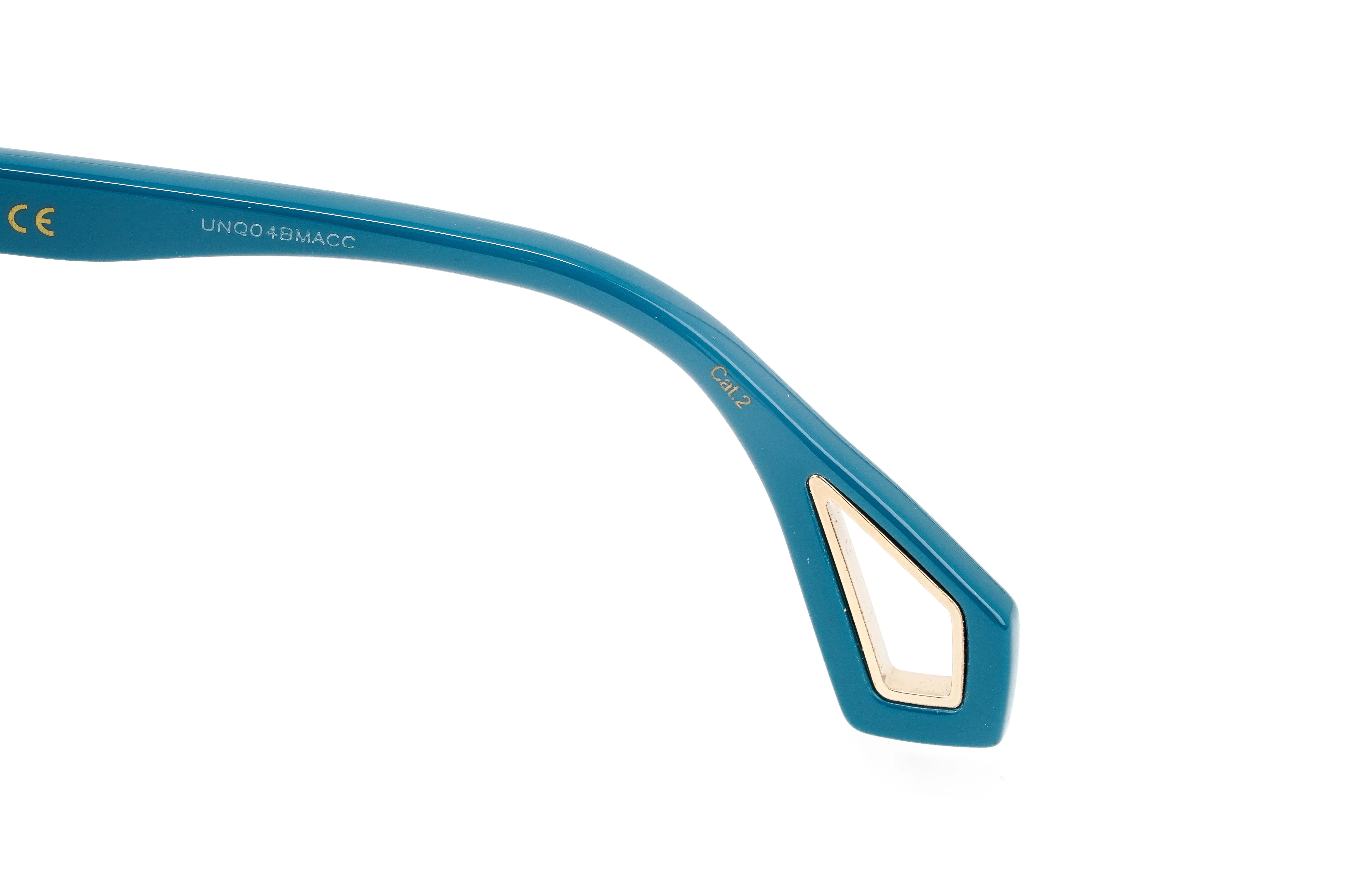 Gucci Women's Sunglasses Wraparound Rectangle Turquoise - Image 5