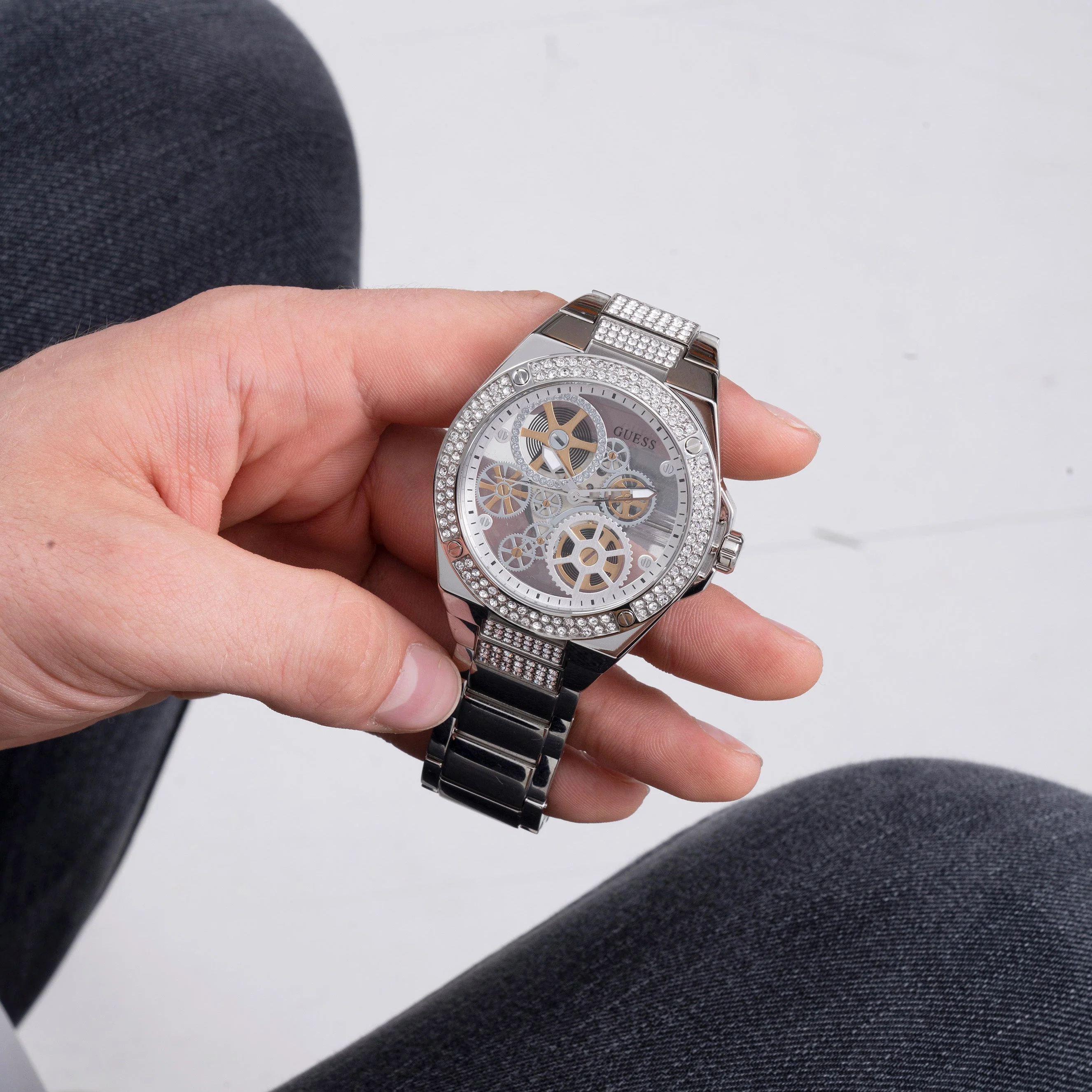 Guess Men's Big Reveal Silver Watch - Image 6
