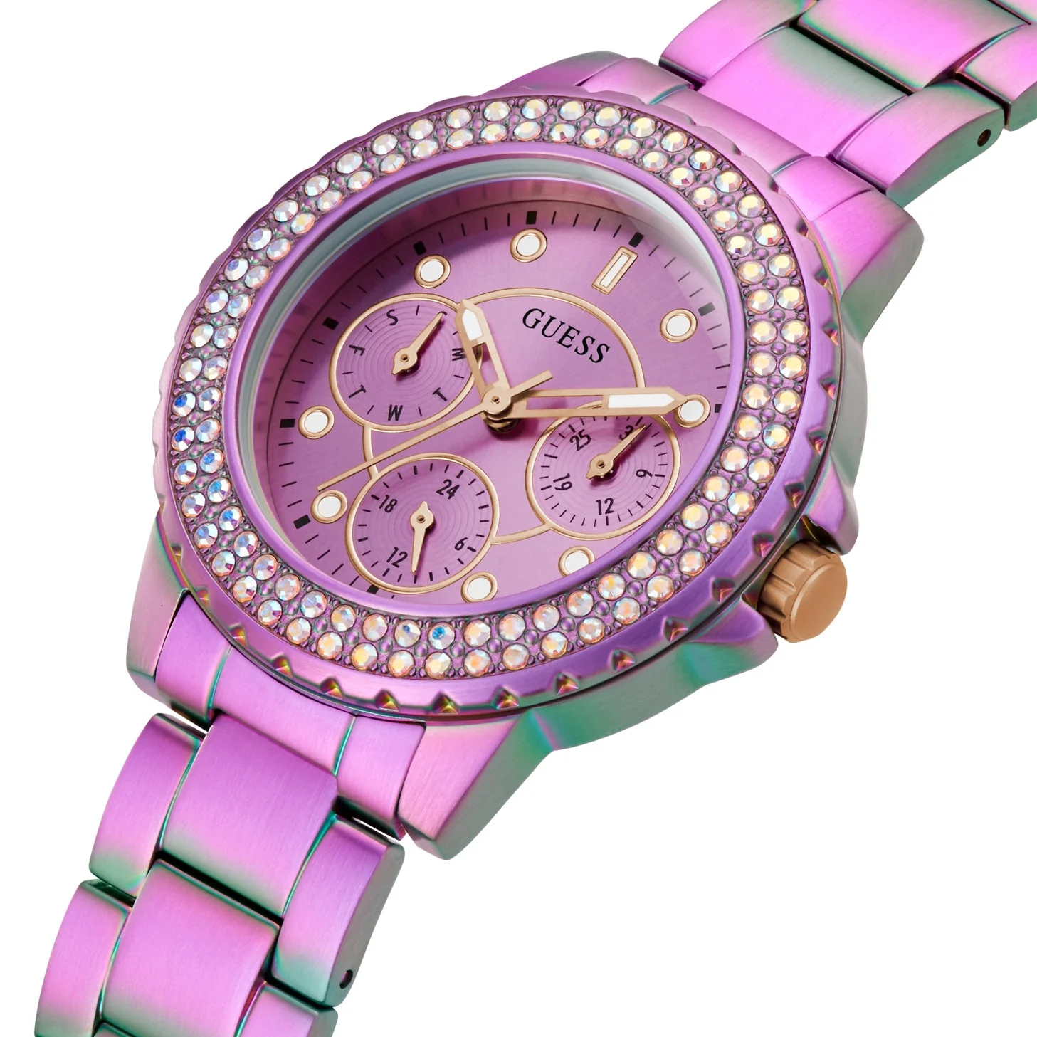 Guess Ladies Crown Jewel Iridescent Watch - Image 3