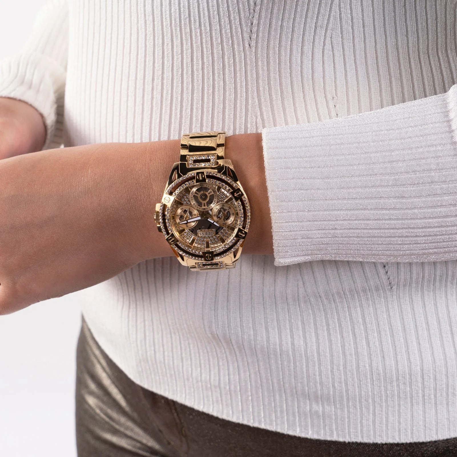 Guess Ladies Queen Gold Watch - Image 5