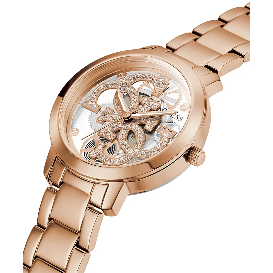 Guess Quattro Clear Ladies Rose Gold Watch - Image 4