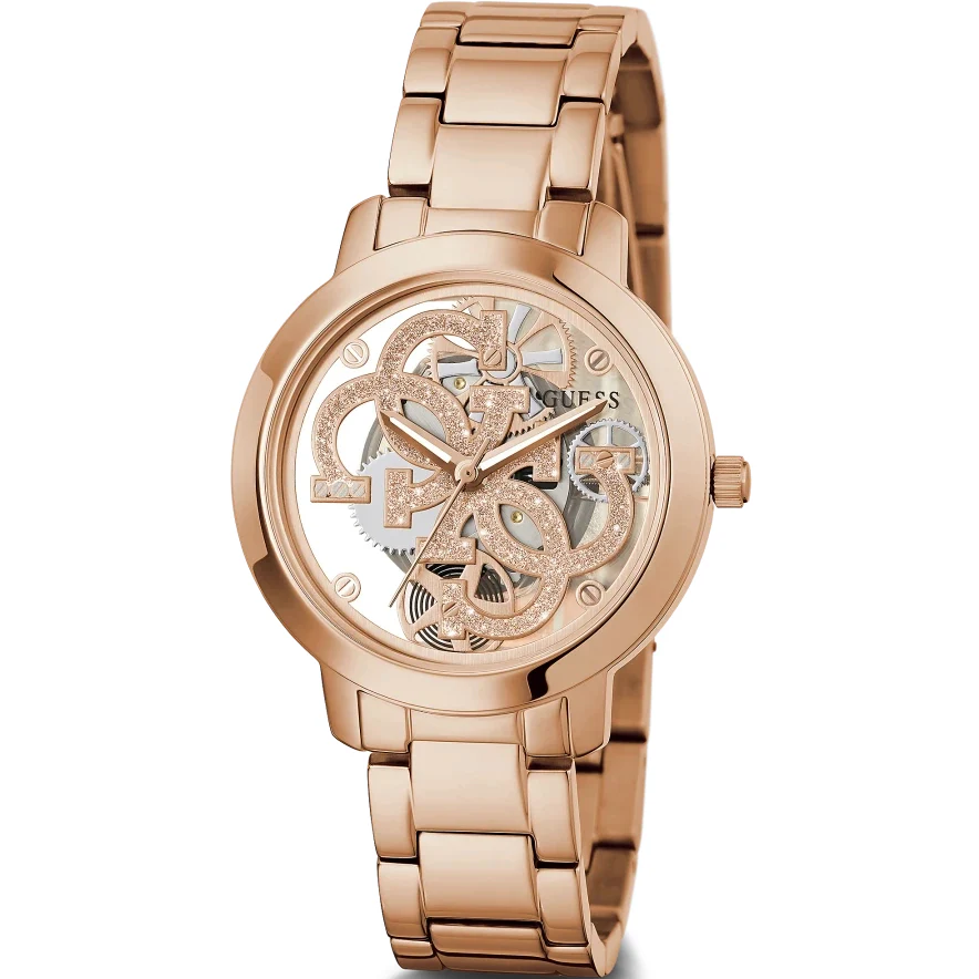 Guess Quattro Clear Ladies Rose Gold Watch - Image 5