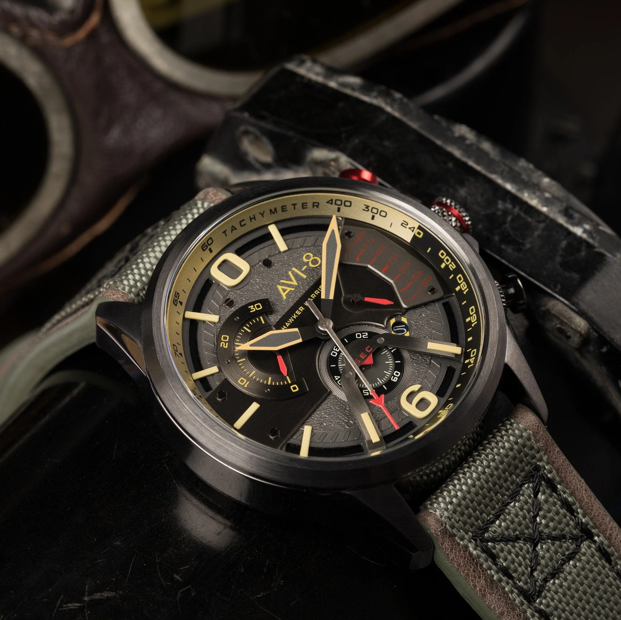 AVI-8 Gunmetal Dark Earth Hawker Harrier Chronograph Watch - Image 2