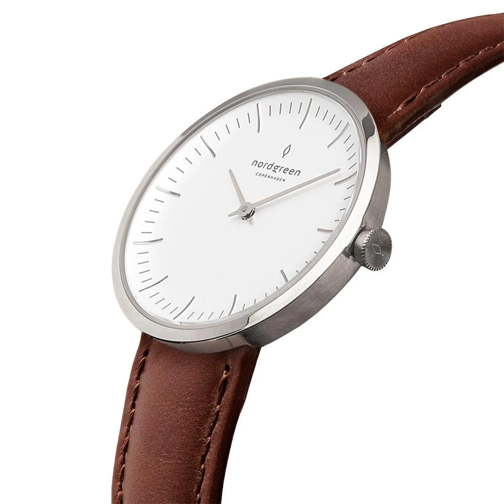 Nordgreen Infinity Brown Leather 32mm Silver Case Watch - Image 2