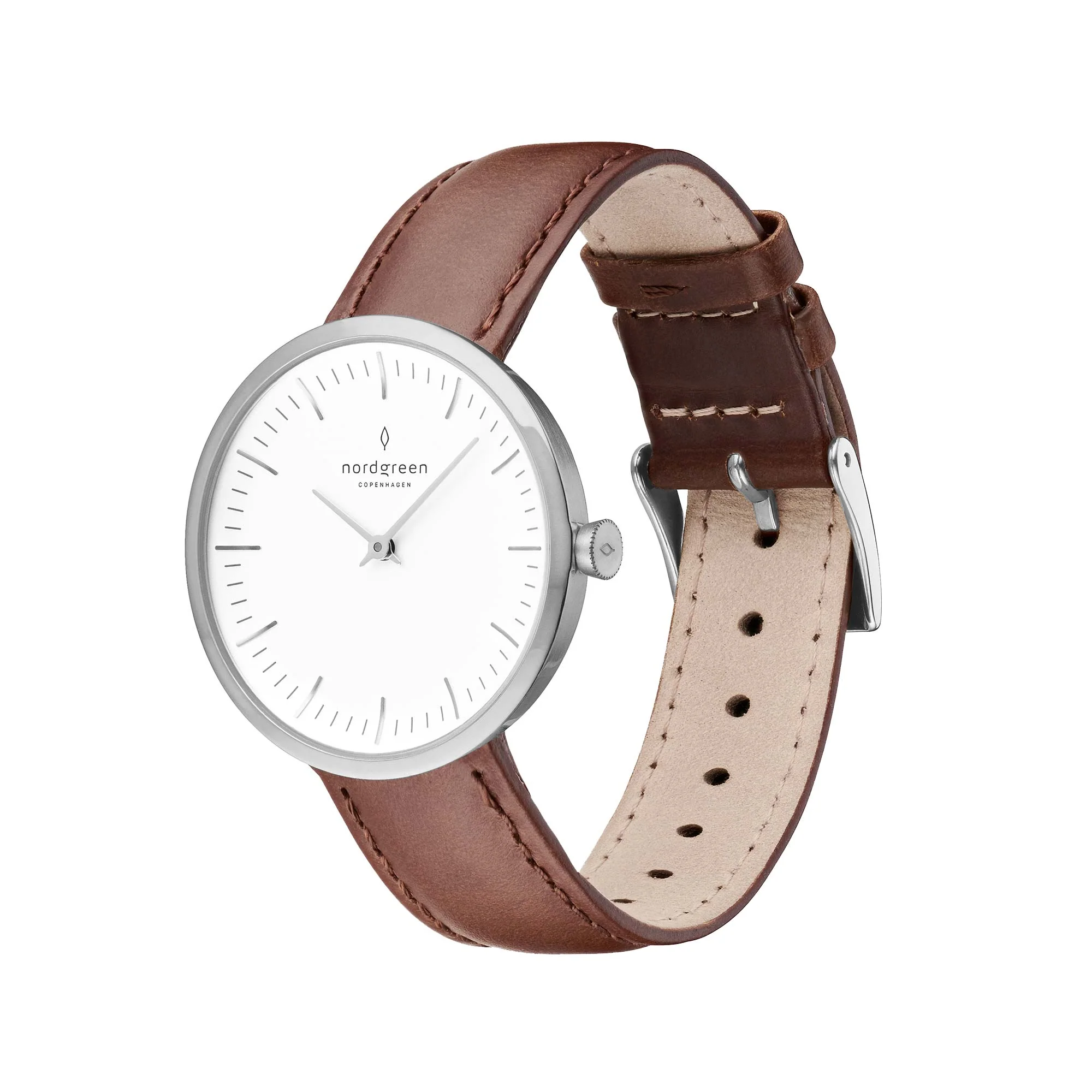 Nordgreen Infinity Brown Leather 32mm Silver Case Watch - Image 3