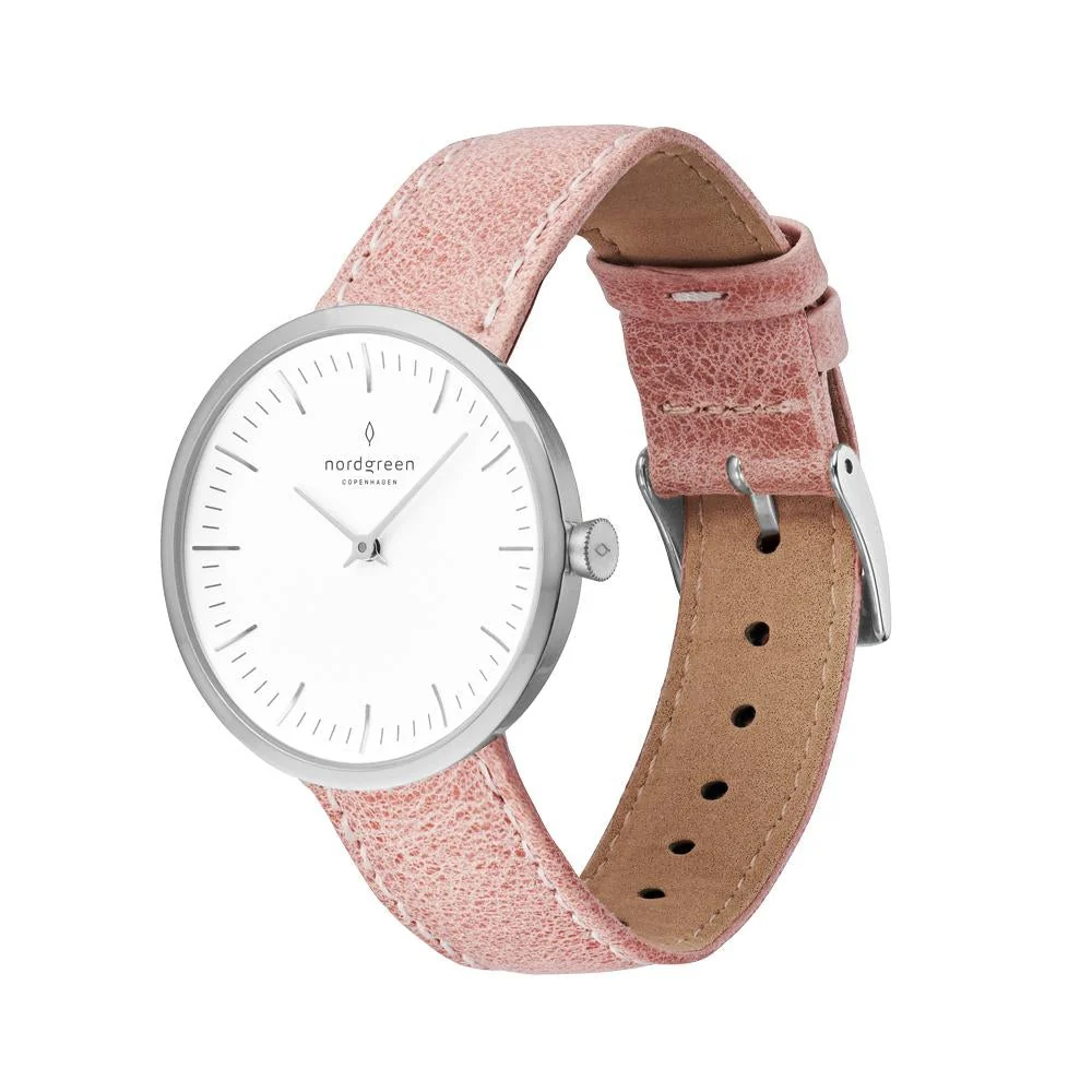Nordgreen Infinity Pink Leather 32mm Silver Case Watch - Image 3