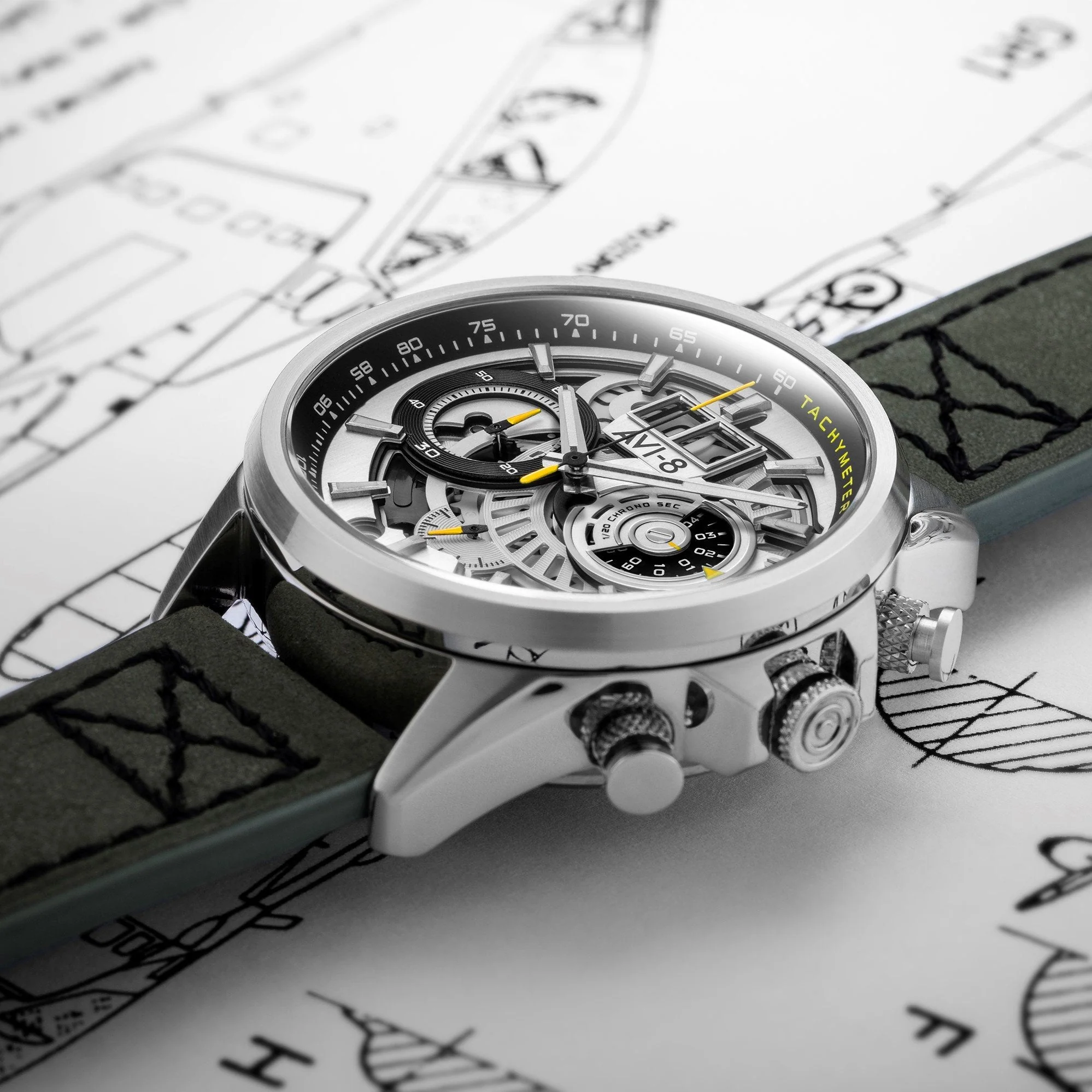 AVI-8 Ivory Steel Hawker Harrier Chronograph Watch - Image 4