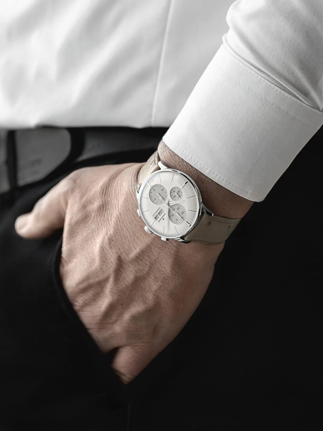 Junghans Meister Chronoscope Men's Beige Grey Watch - Image 4