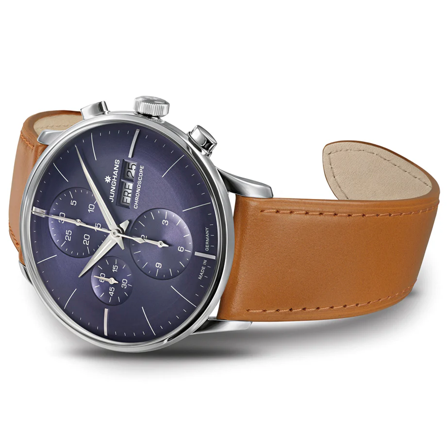 Junghans Meister Chronoscope Men's Blue/Brown Watch - Image 2