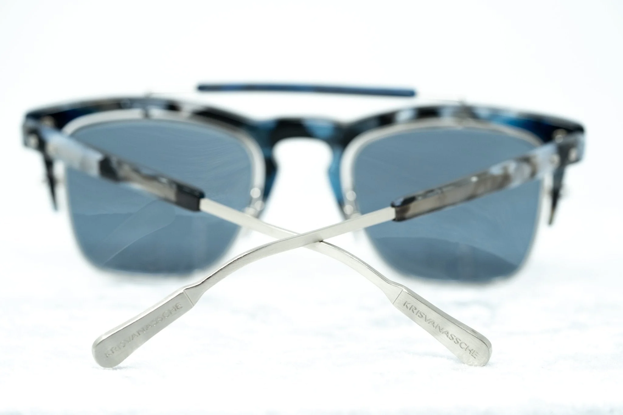 Kris Van Assche Sunglasses D-Frame Black Tortoise and Blue Lenses - Image 12