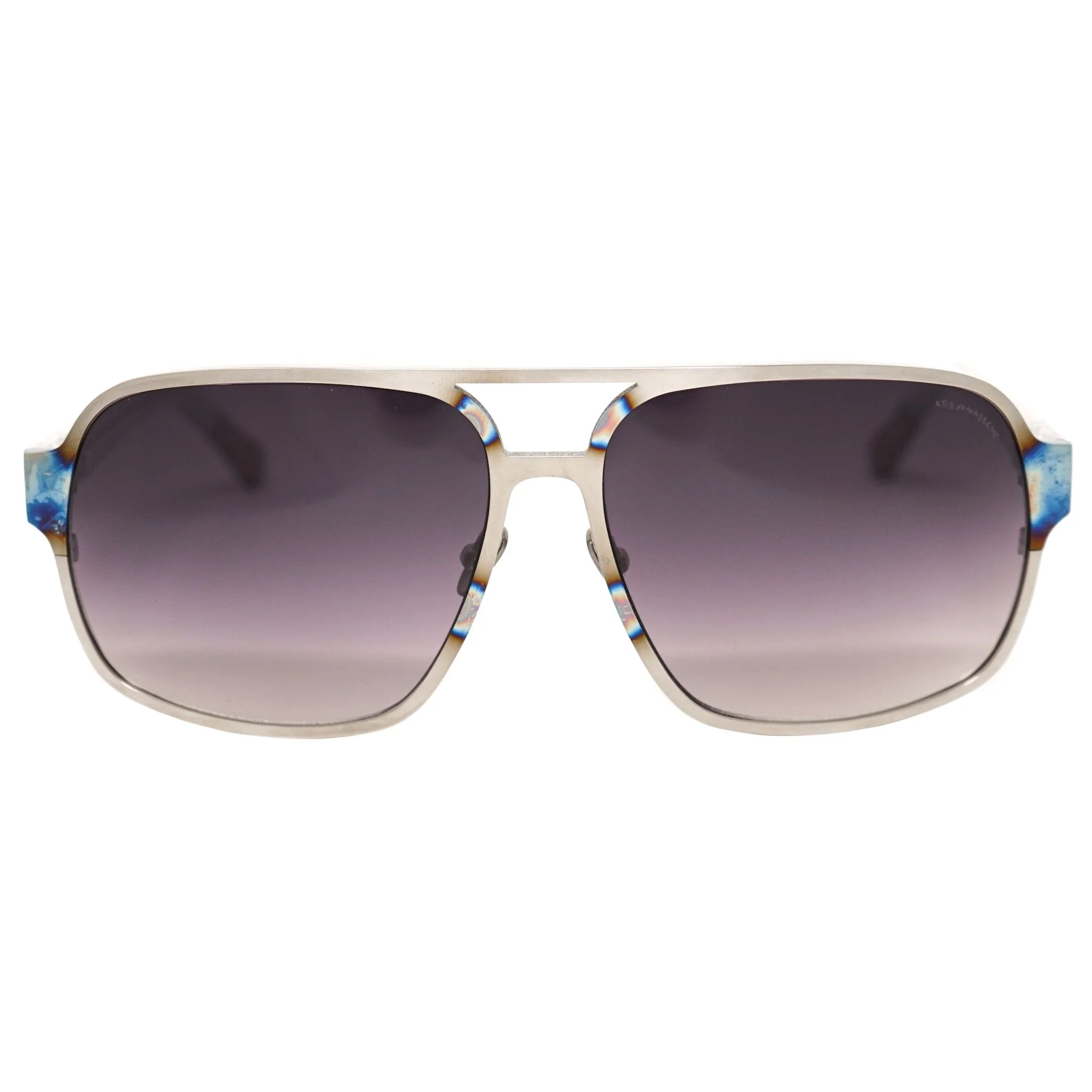 Kris Van Assche Sunglasses Rectangular Purple and Metalic SIlver