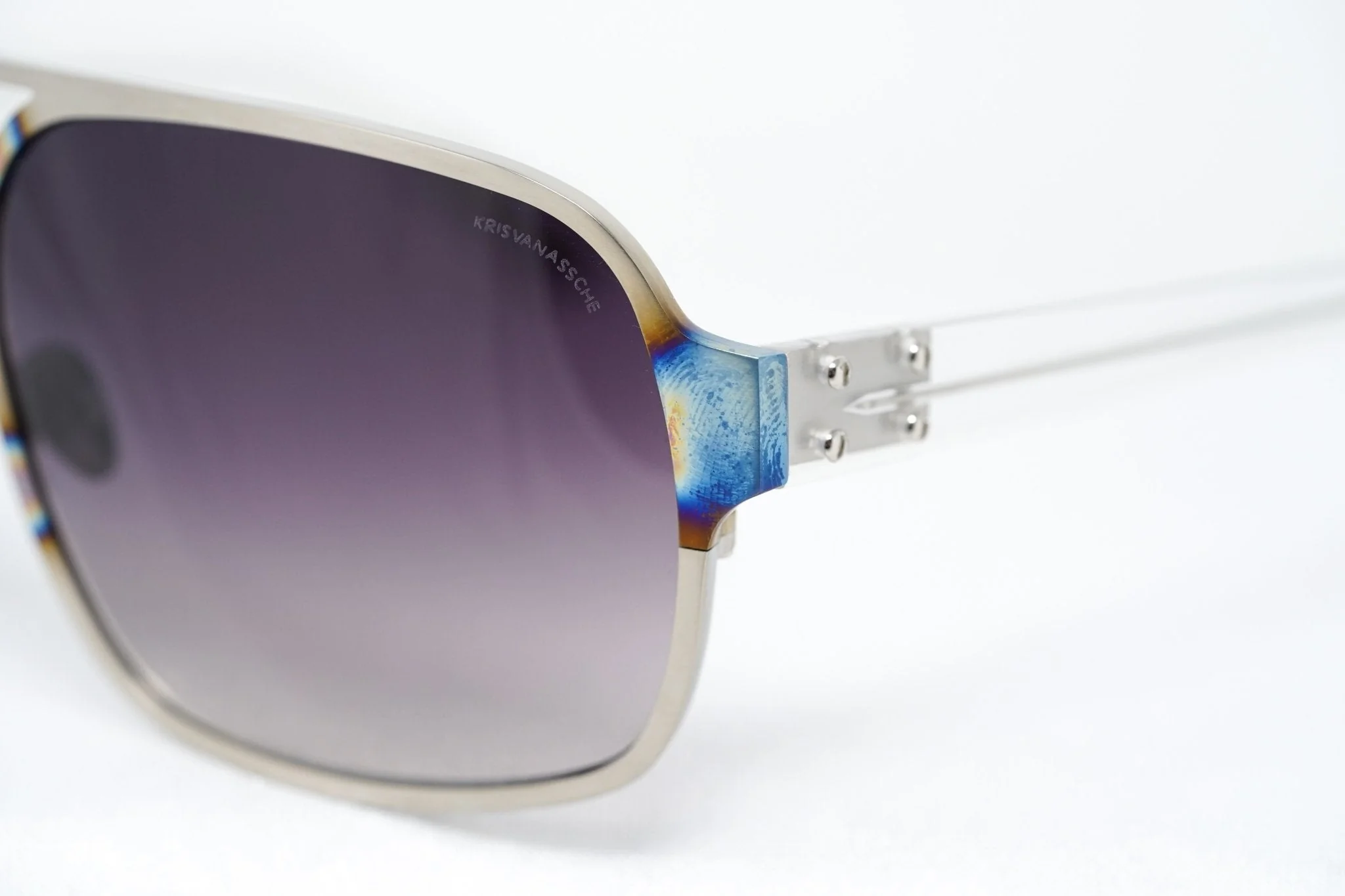 Kris Van Assche Sunglasses Rectangular Purple and Metalic SIlver - Image 12