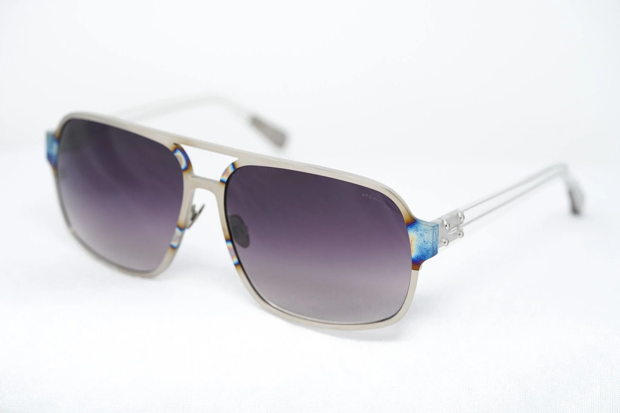 Kris Van Assche Sunglasses Rectangular Purple and Metalic SIlver - Image 15