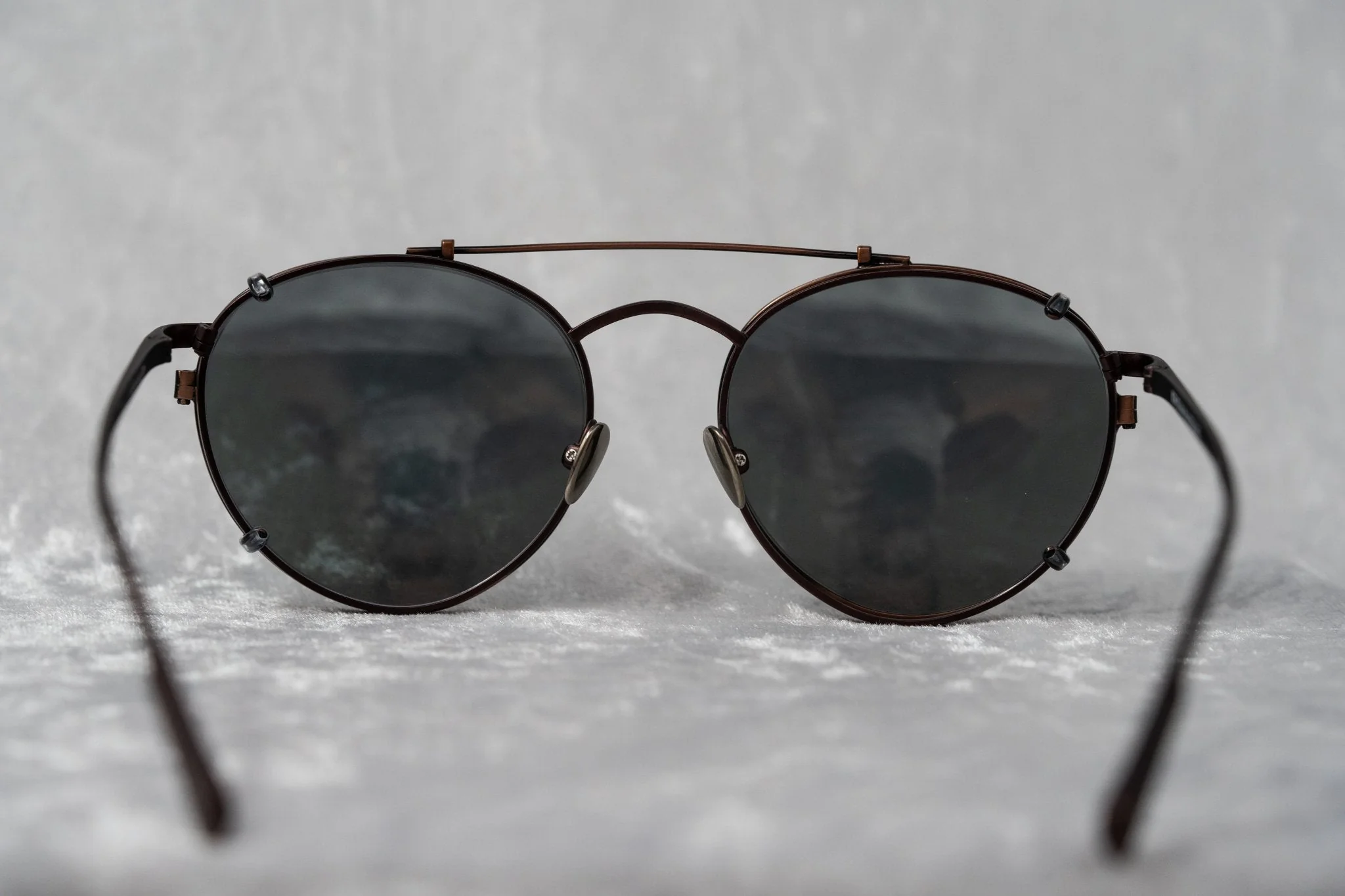 Kris Van Assche Sunglasses Round Matte Burgundy and Grey - Image 11