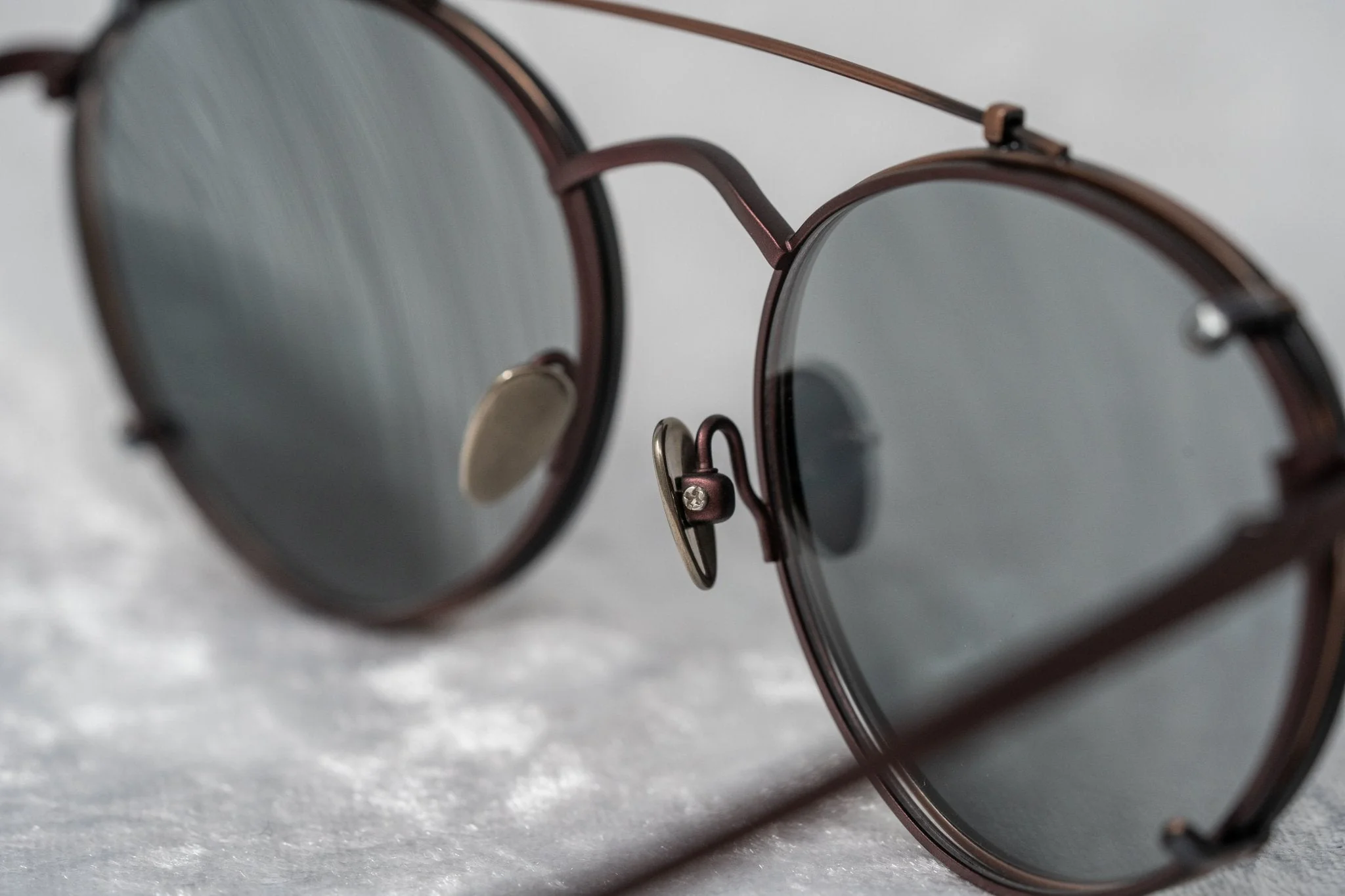 Kris Van Assche Sunglasses Round Matte Burgundy and Grey - Image 12