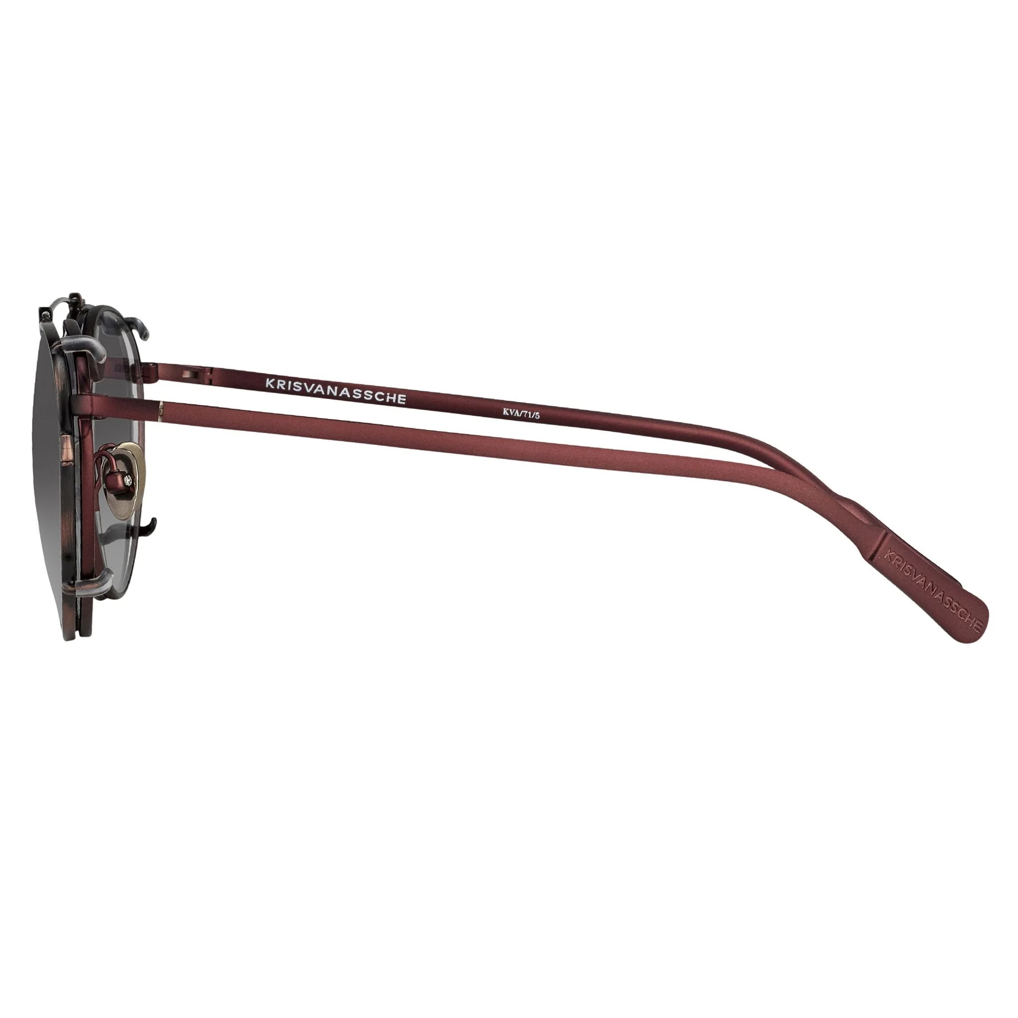Kris Van Assche Sunglasses Round Matte Burgundy and Grey - Image 4
