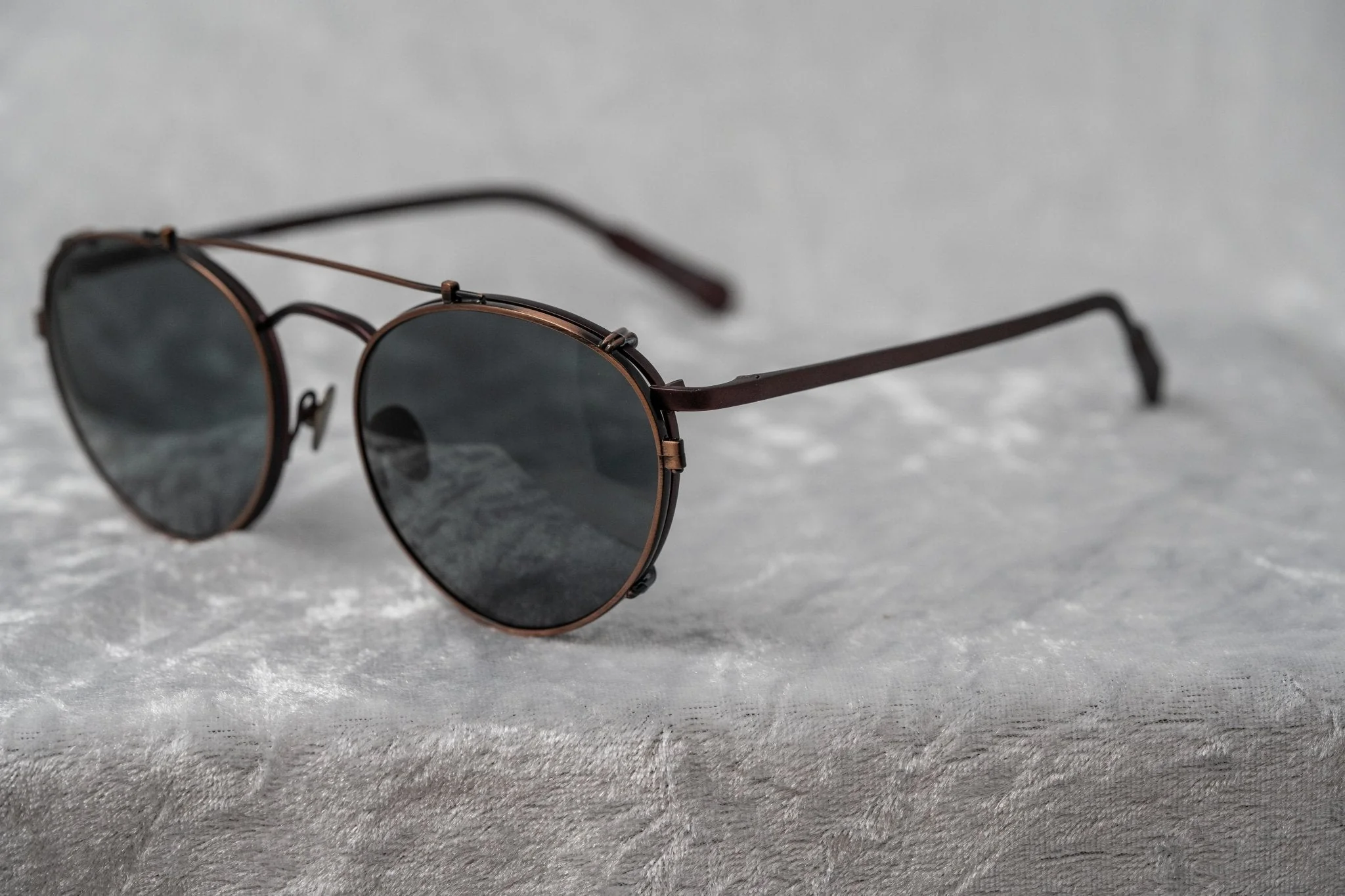 Kris Van Assche Sunglasses Round Matte Burgundy and Grey - Image 5