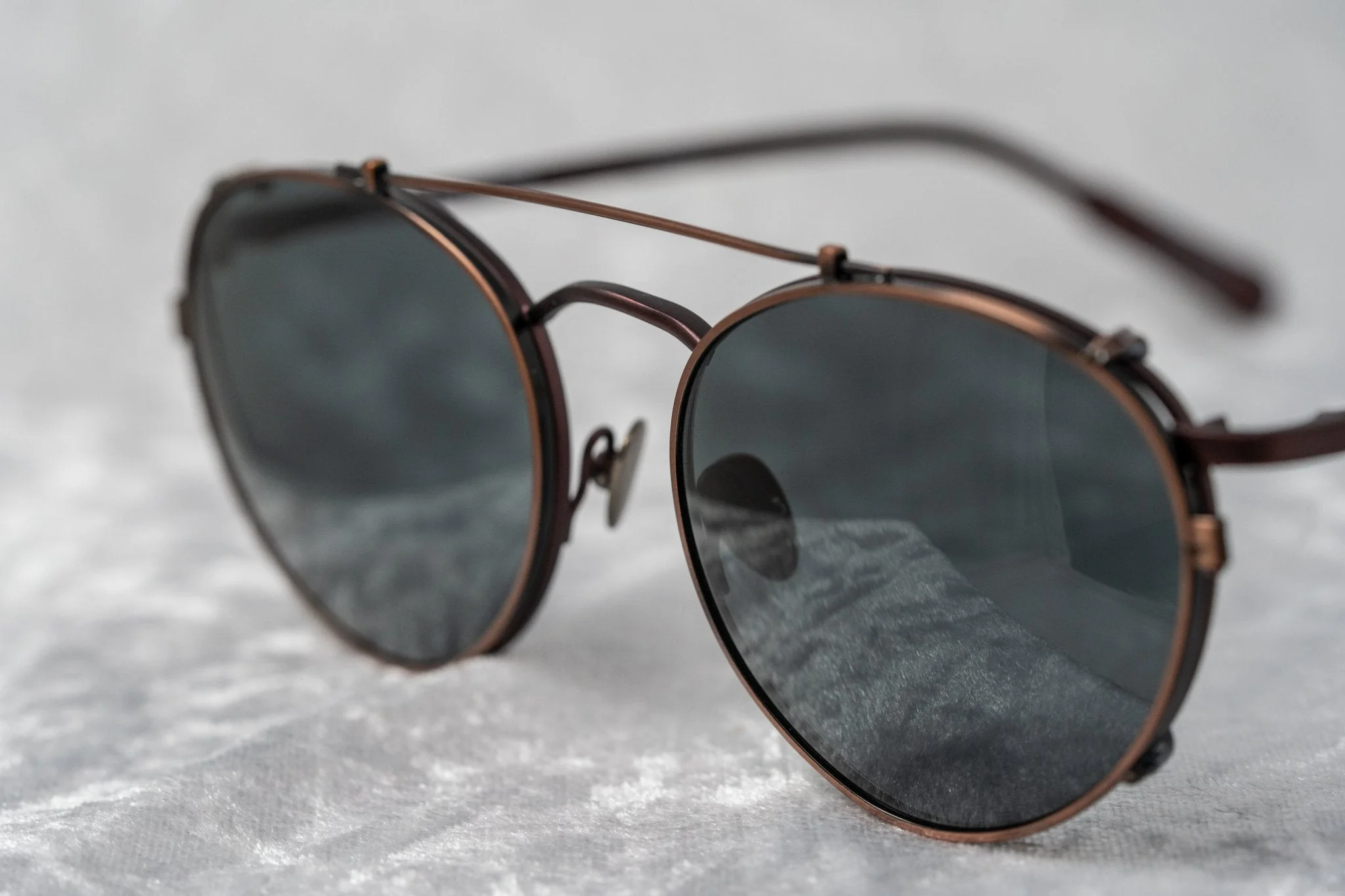 Kris Van Assche Sunglasses Round Matte Burgundy and Grey - Image 7