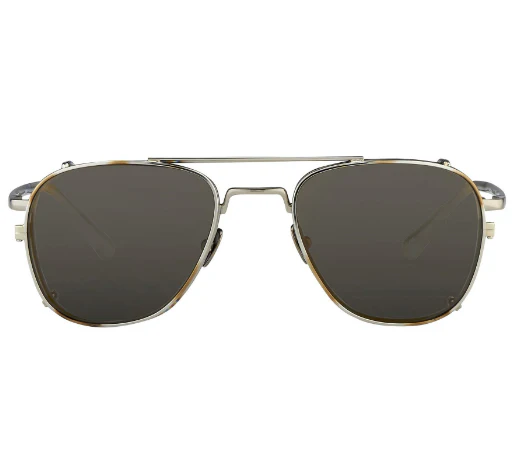 Kris Van Assche Sunglasses Titanium Rectangular Burnt Silver Gold Clip On with Silver Mirror Lenses