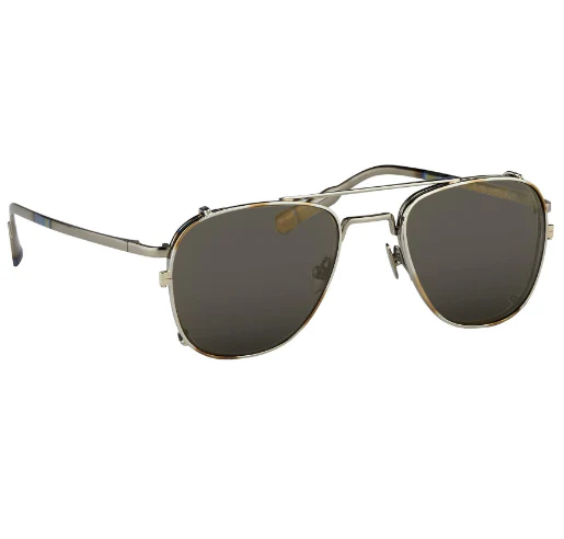 Kris Van Assche Sunglasses Titanium Rectangular Burnt Silver Gold Clip On with Silver Mirror Lenses - Image 3