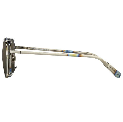 Kris Van Assche Sunglasses Titanium Rectangular Burnt Silver Gold Clip On with Silver Mirror Lenses - Image 4