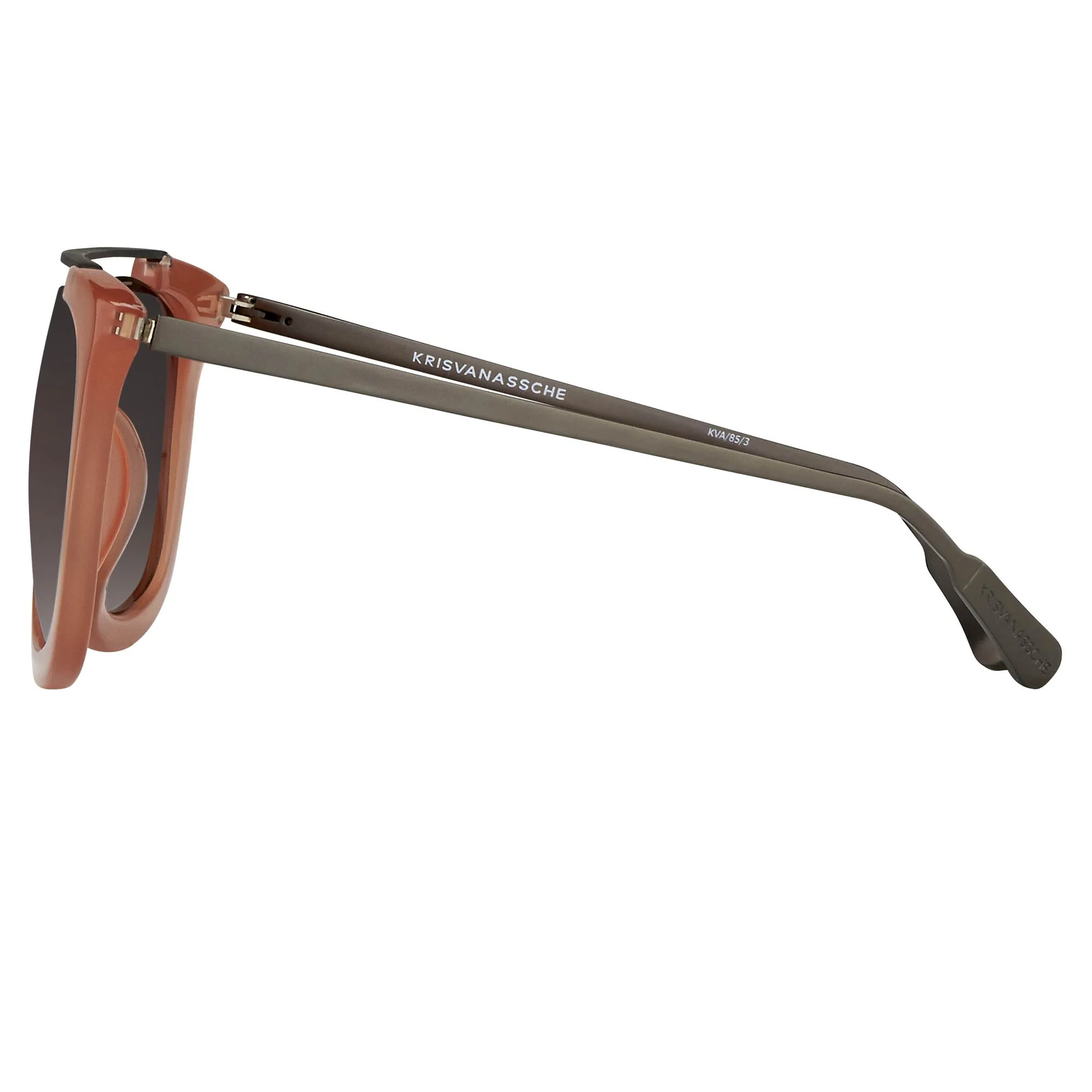 Kris Van Assche Sunglasses D-Frame Peach and Brown - Image 4