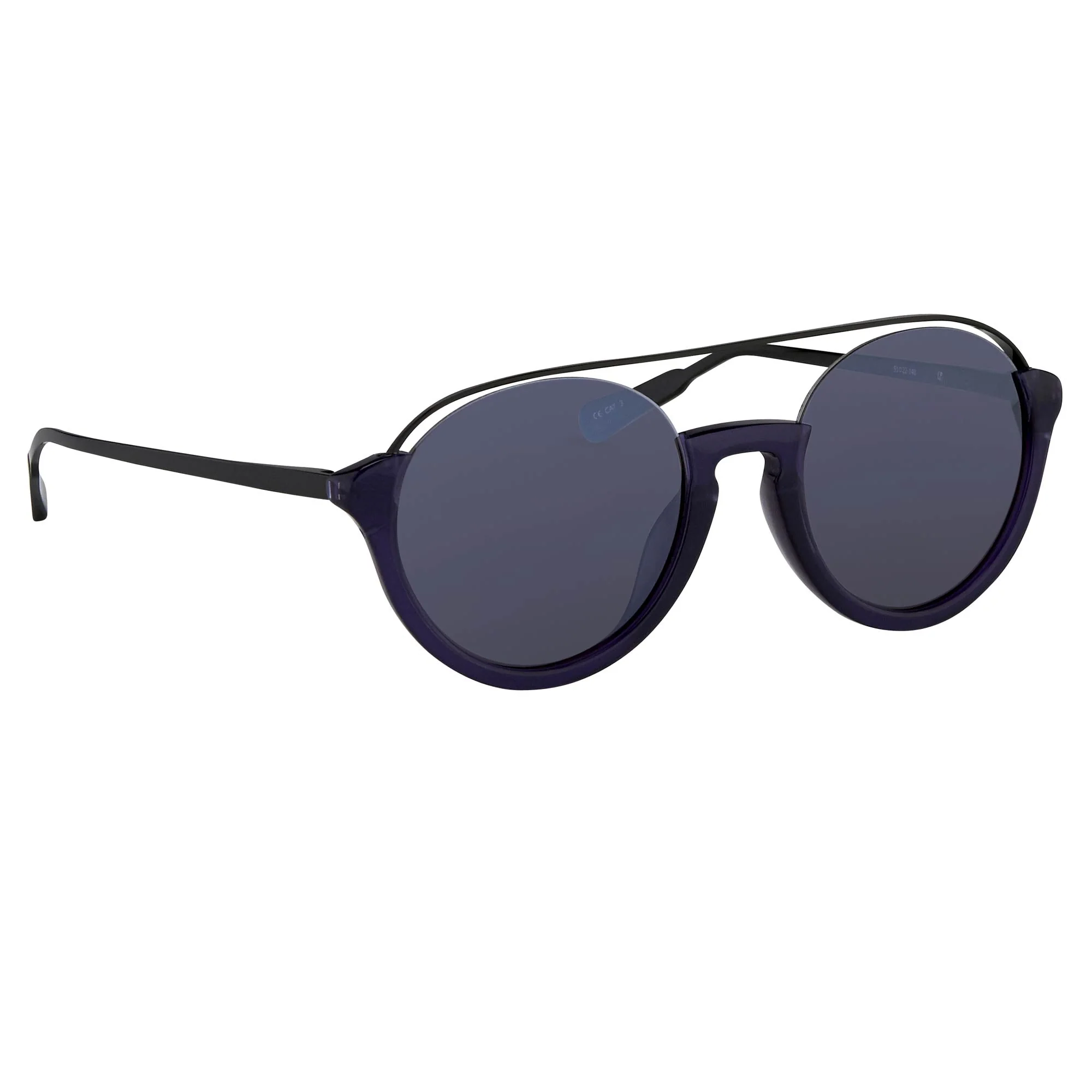 Kris Van Assche Sunglasses Round Black and Blue - Image 3