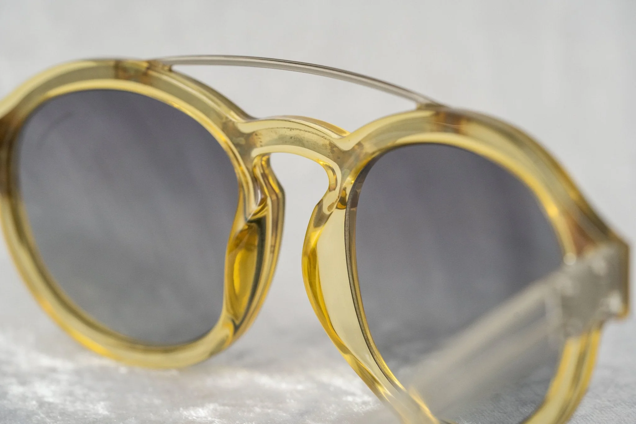 Kris Van Assche Sunglasses Double Bridge Round Yellow and Grey - Image 12