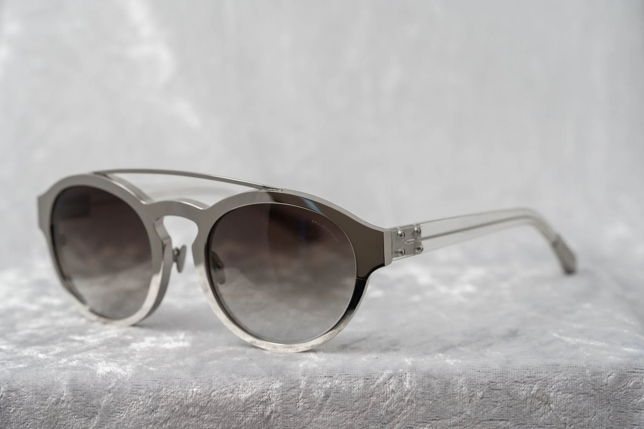Kris Van Assche Sunglasses Round Shiny Silver and Grey - Image 5