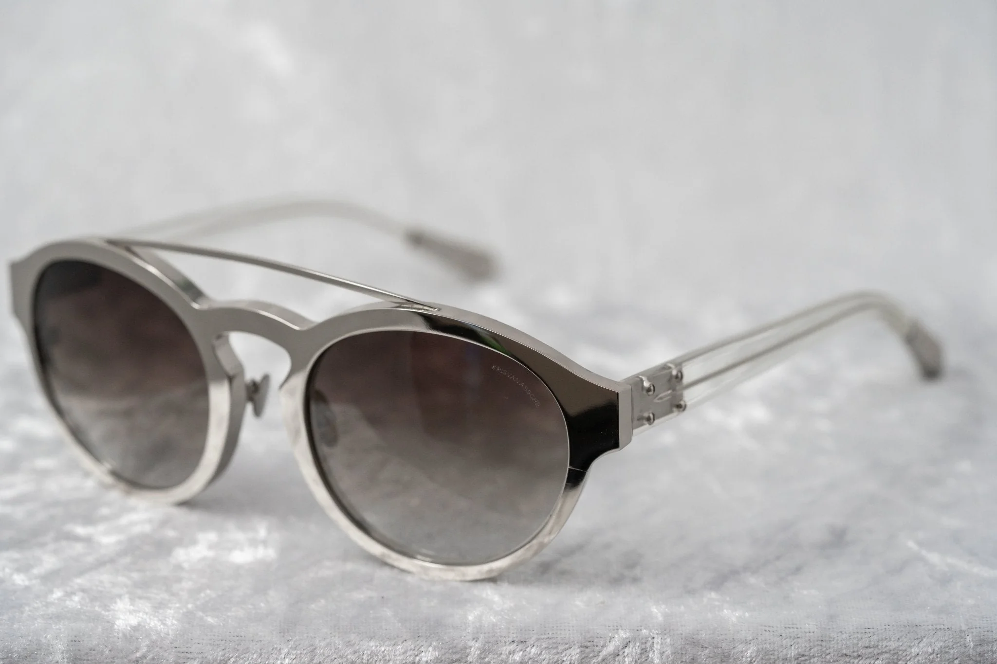 Kris Van Assche Sunglasses Round Shiny Silver and Grey - Image 6
