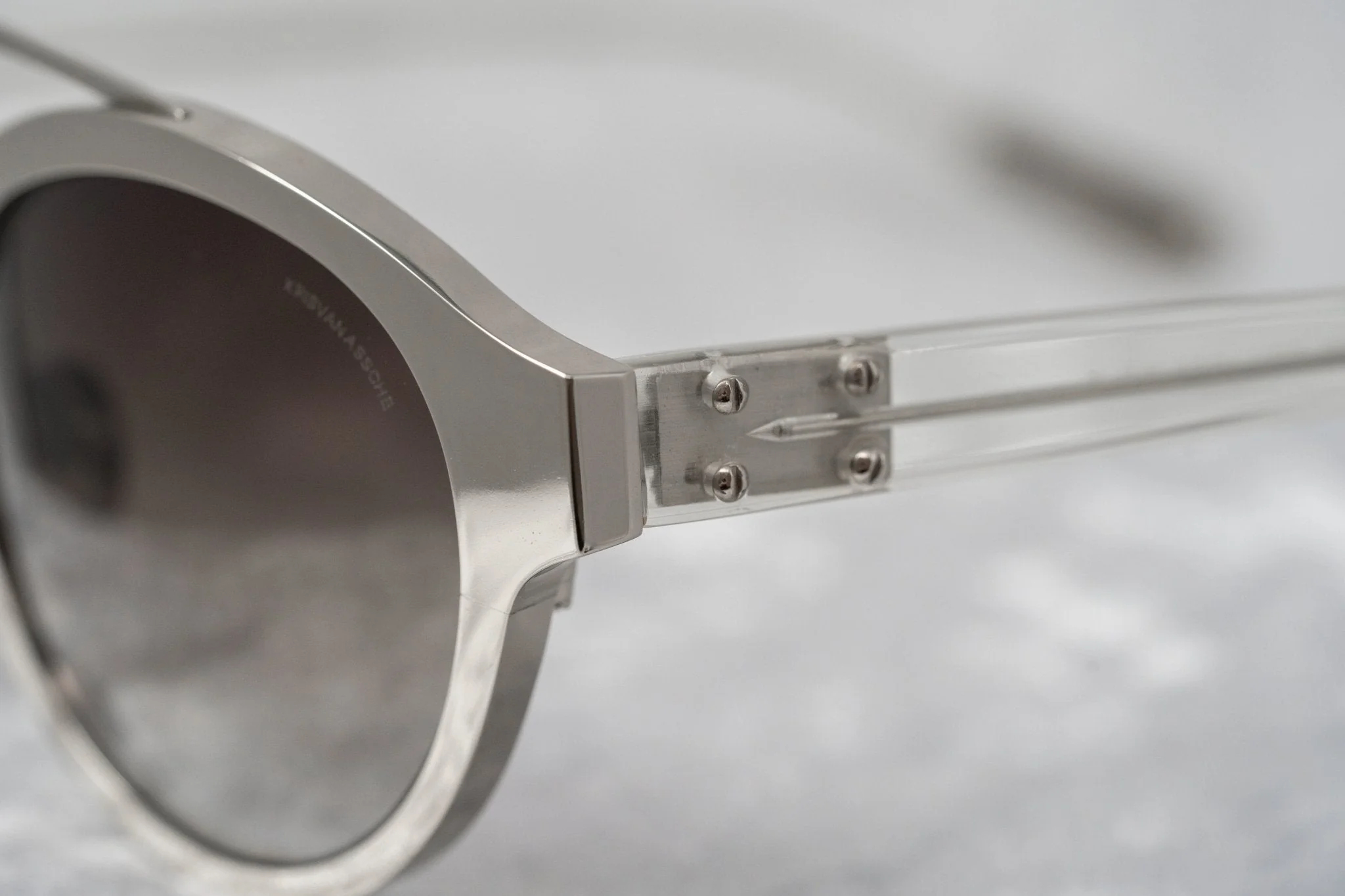 Kris Van Assche Sunglasses Round Shiny Silver and Grey - Image 8