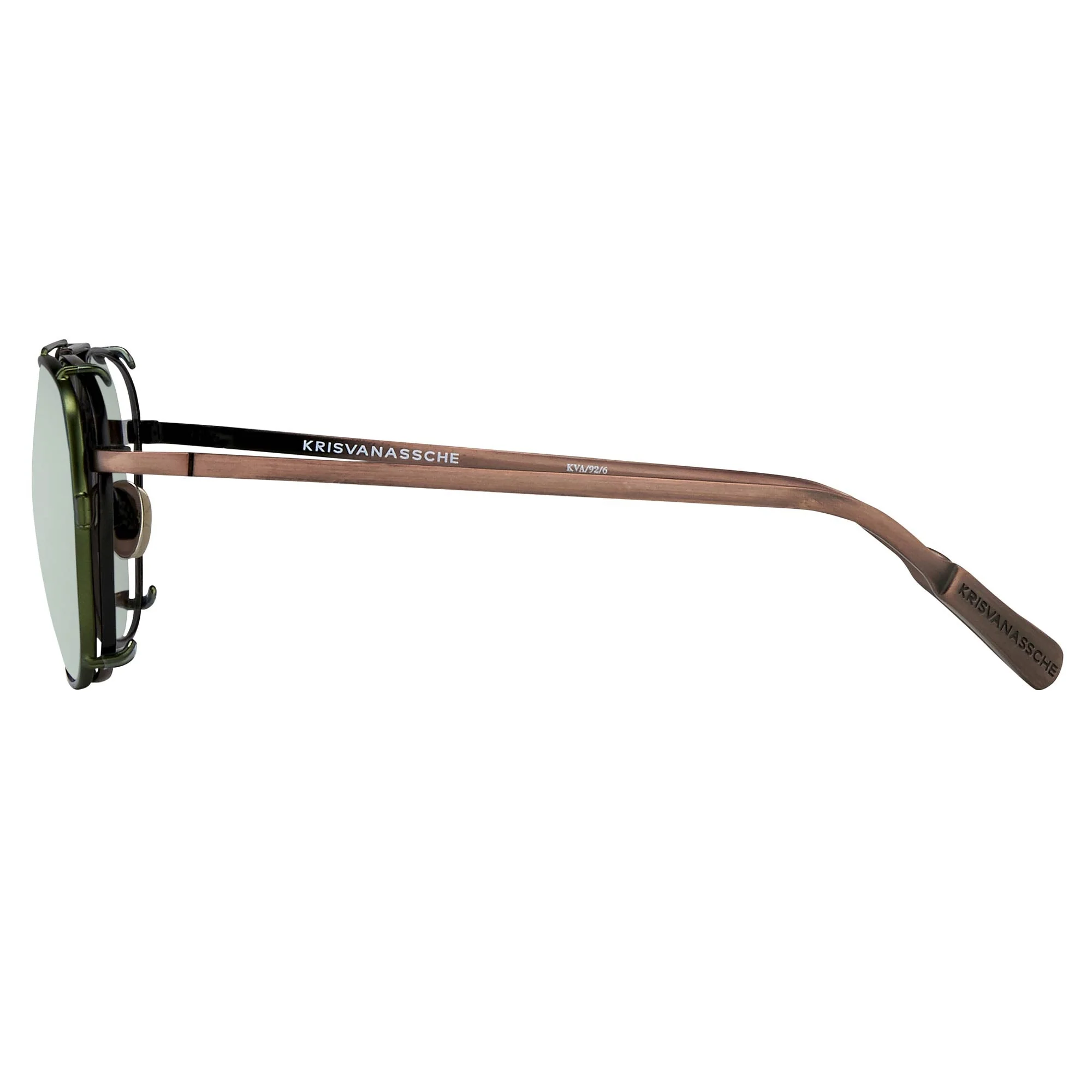 Kris Van Assche Sunglasses Rectangular Matte Bronze and Green - Image 4