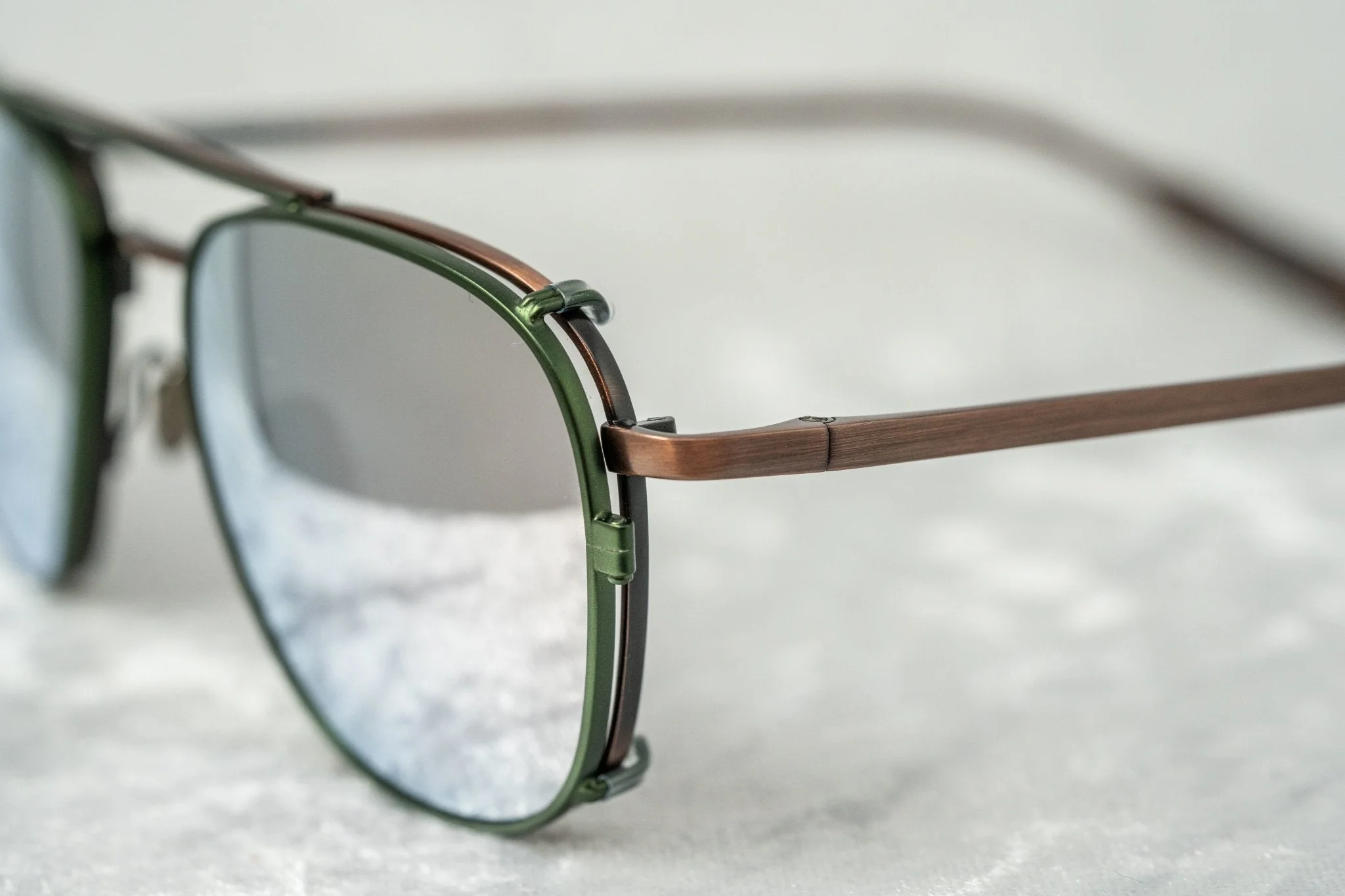 Kris Van Assche Sunglasses Rectangular Matte Bronze and Green - Image 7