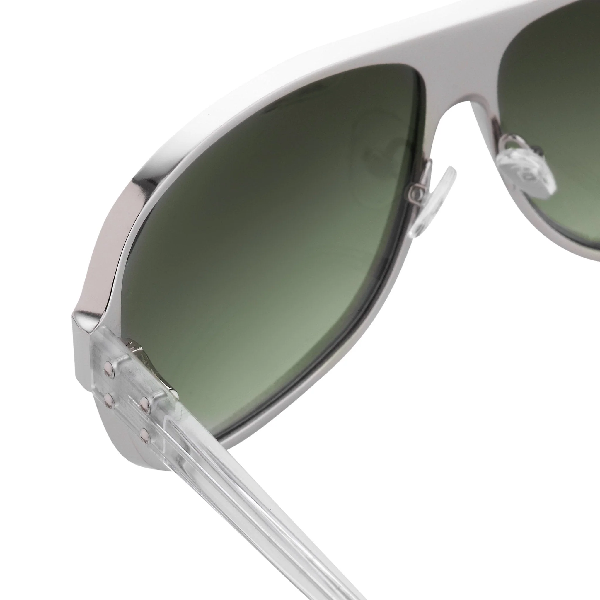 Kris Van Assche Sunglasses Rectangular Silver and Green - Image 2