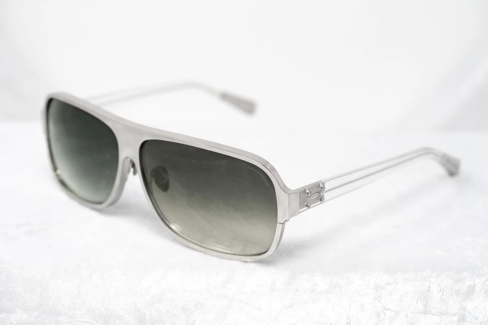Kris Van Assche Sunglasses Rectangular Silver and Green - Image 4