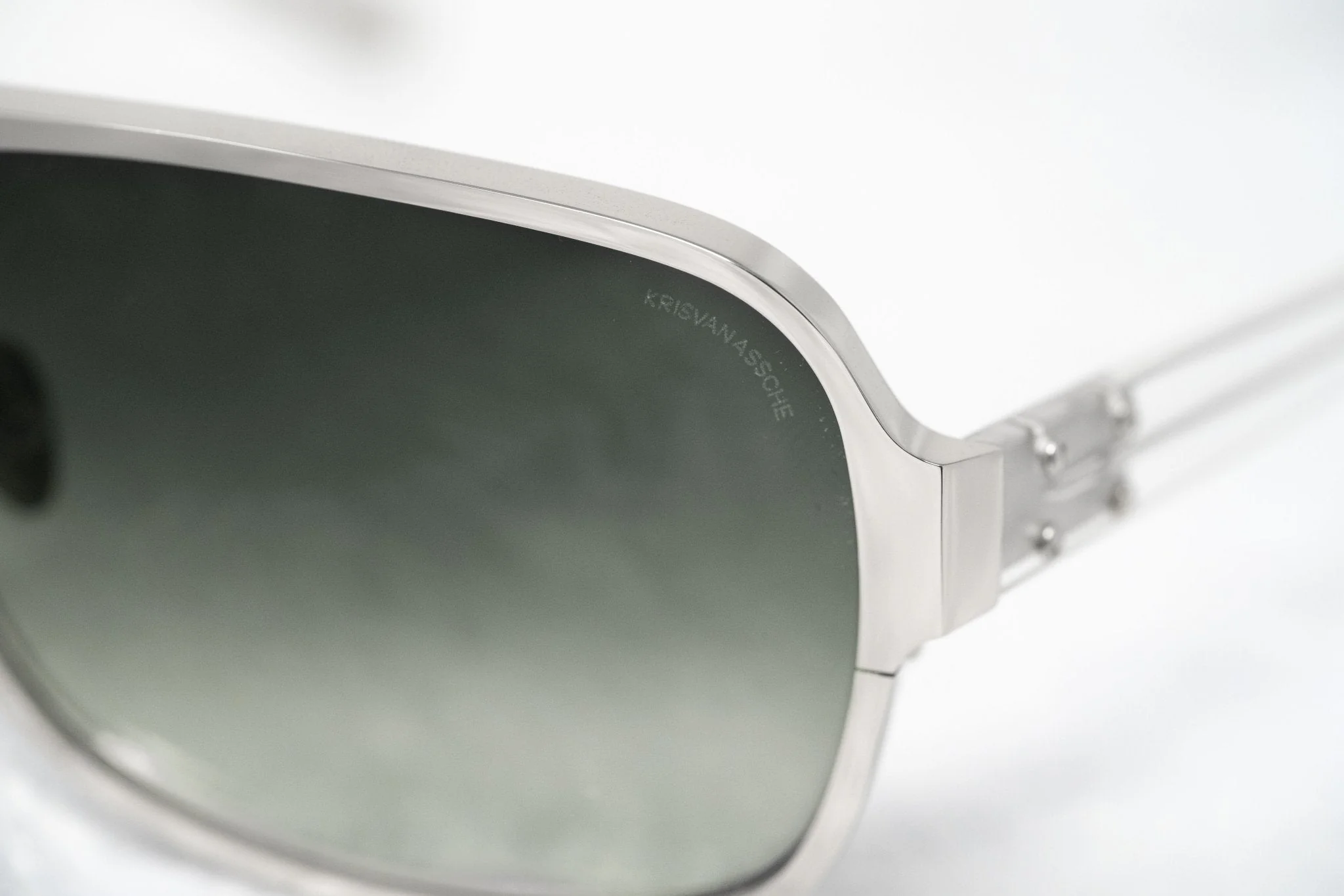 Kris Van Assche Sunglasses Rectangular Silver and Green - Image 8