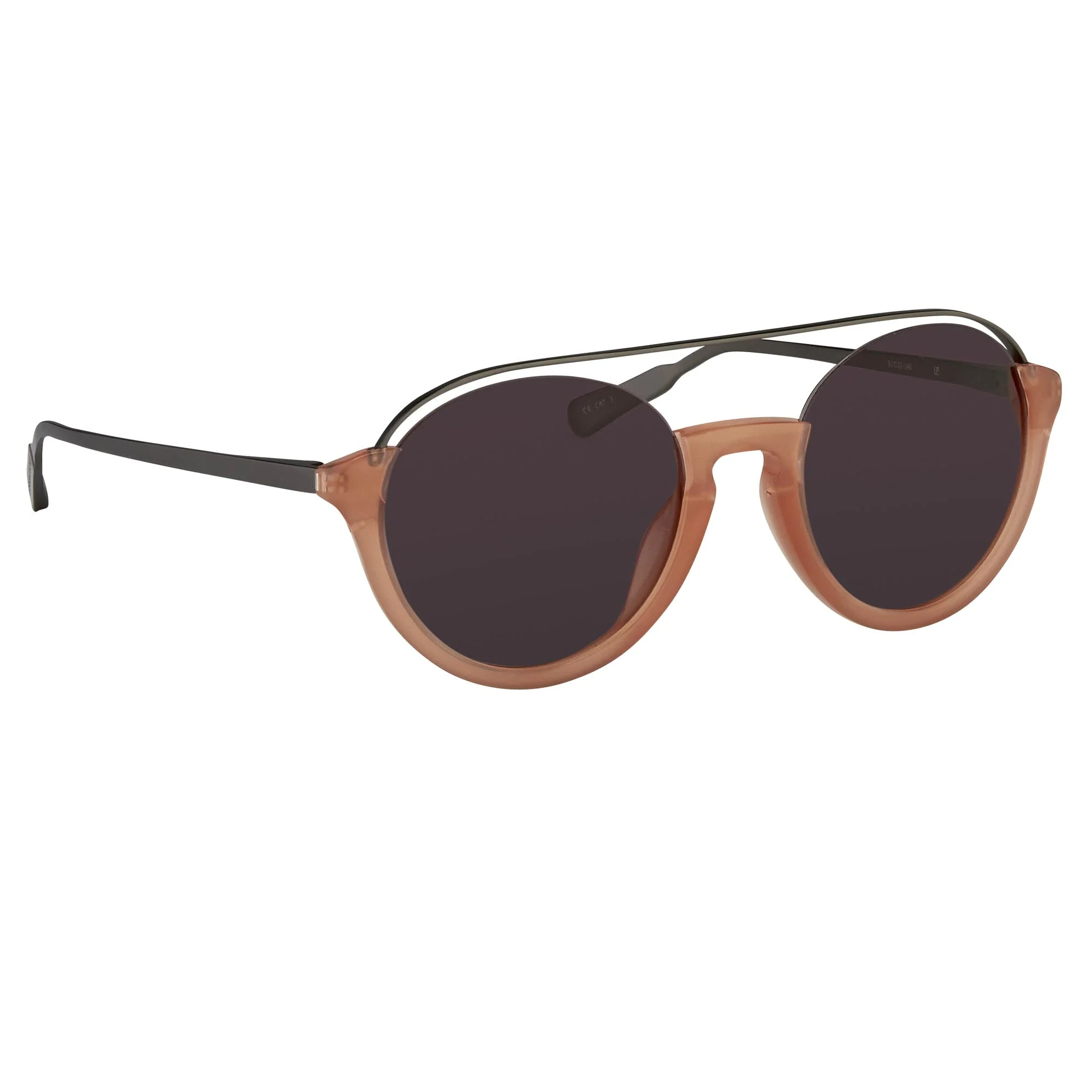 Kris Van Assche Sunglasses Double Bridge Round Apricot and Brown - Image 3