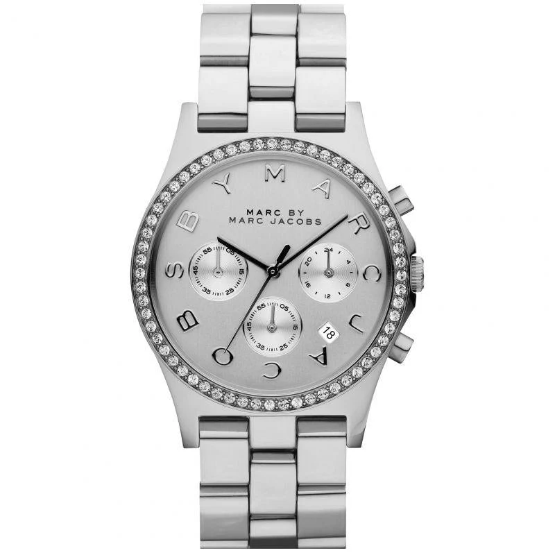 Marc Jacobs Ladies Henry Glitz Silver Watch