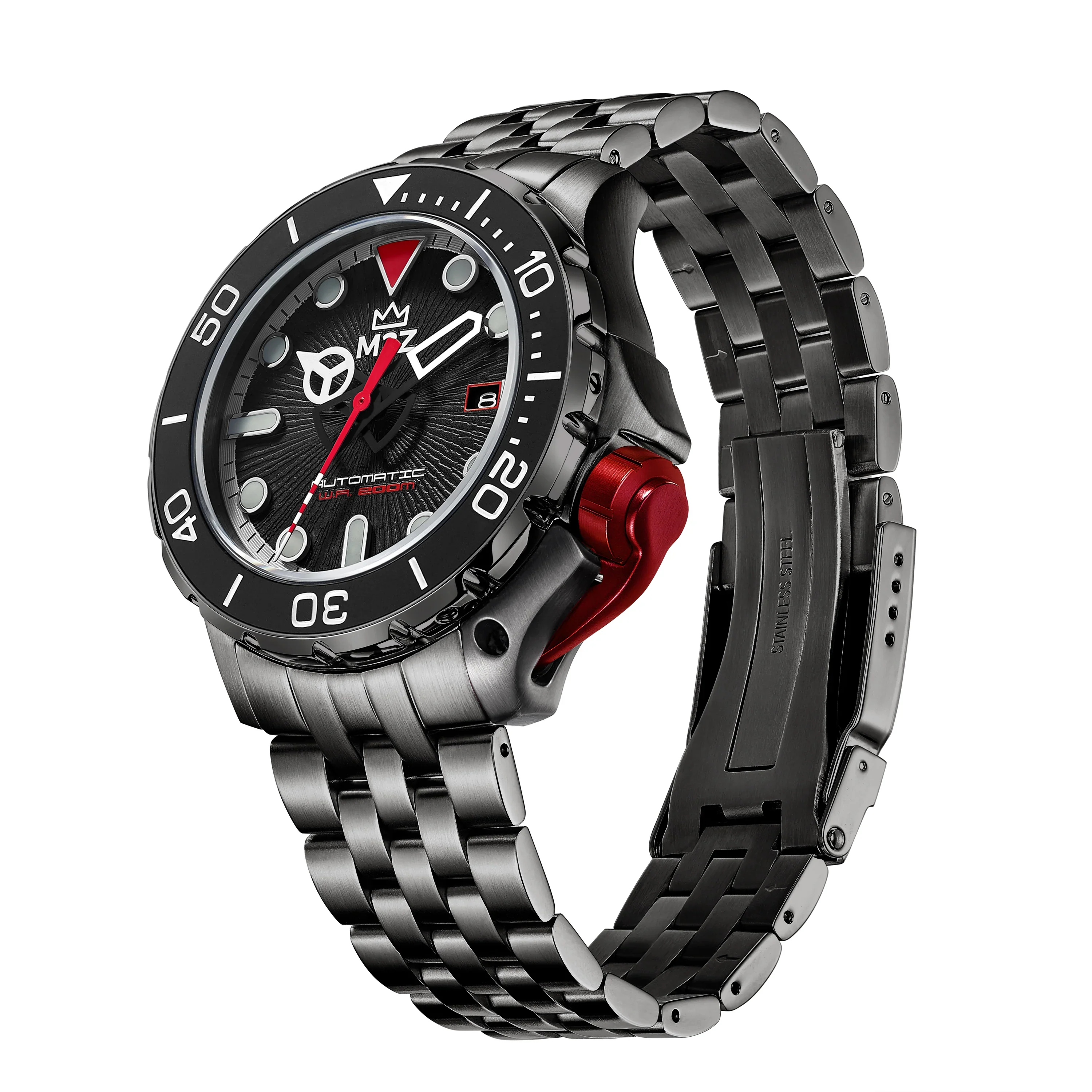 M2Z Men's Diver 200 Plated Bracelet Black Watch