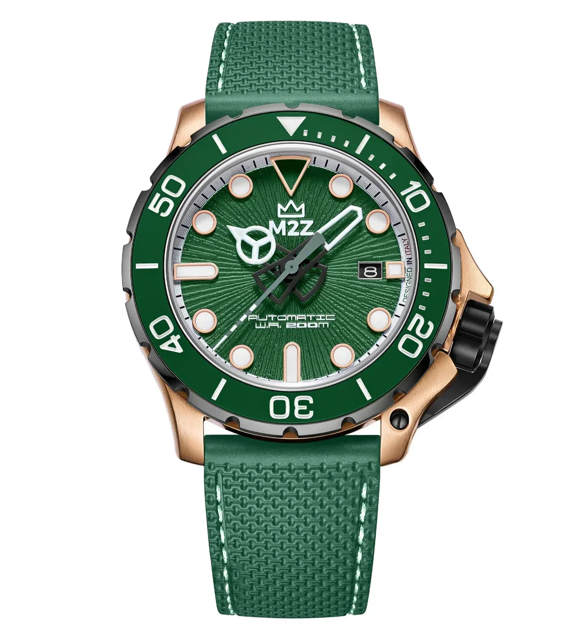 M2Z Men's Diver 200 Green/Rose Gold Watch