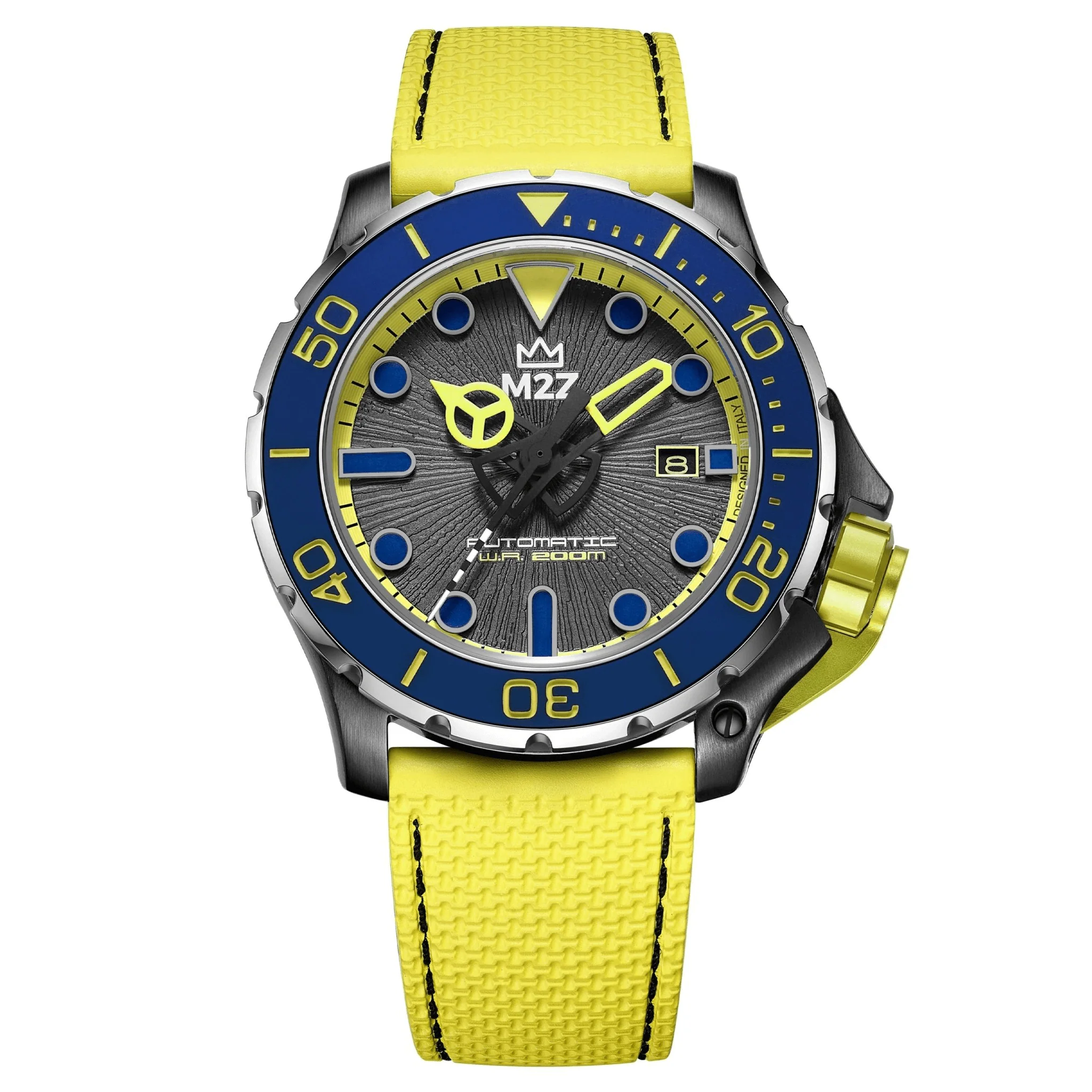 M2Z Men's Diver 200 Yellow IP Black Watch
