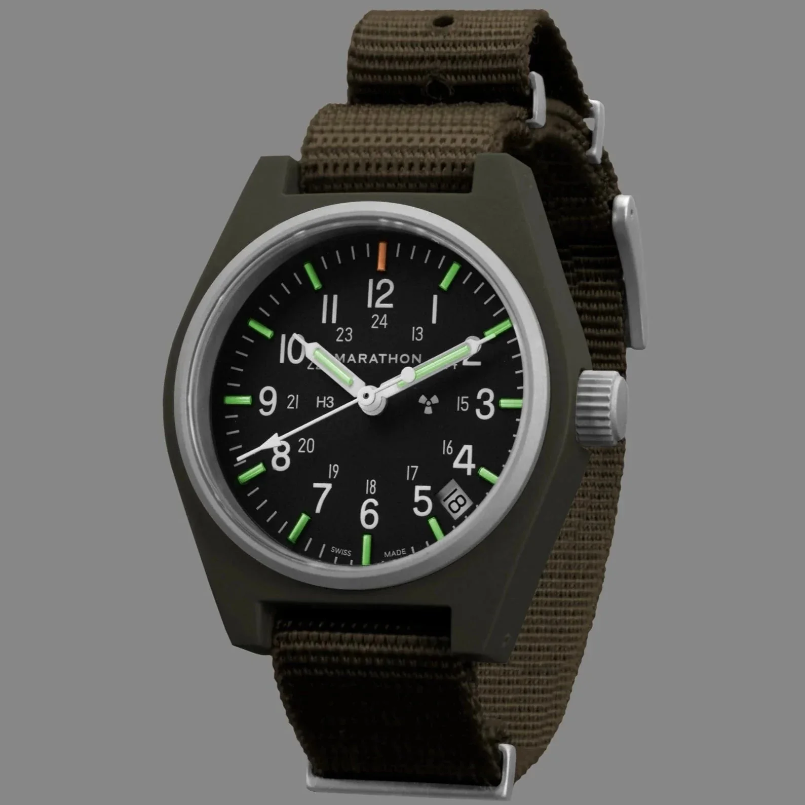 Marathon General Purpose Quartz with Date (GPQ) - 34mm No Government Markings Sage Green WW194015-SG-NGM - Image 2