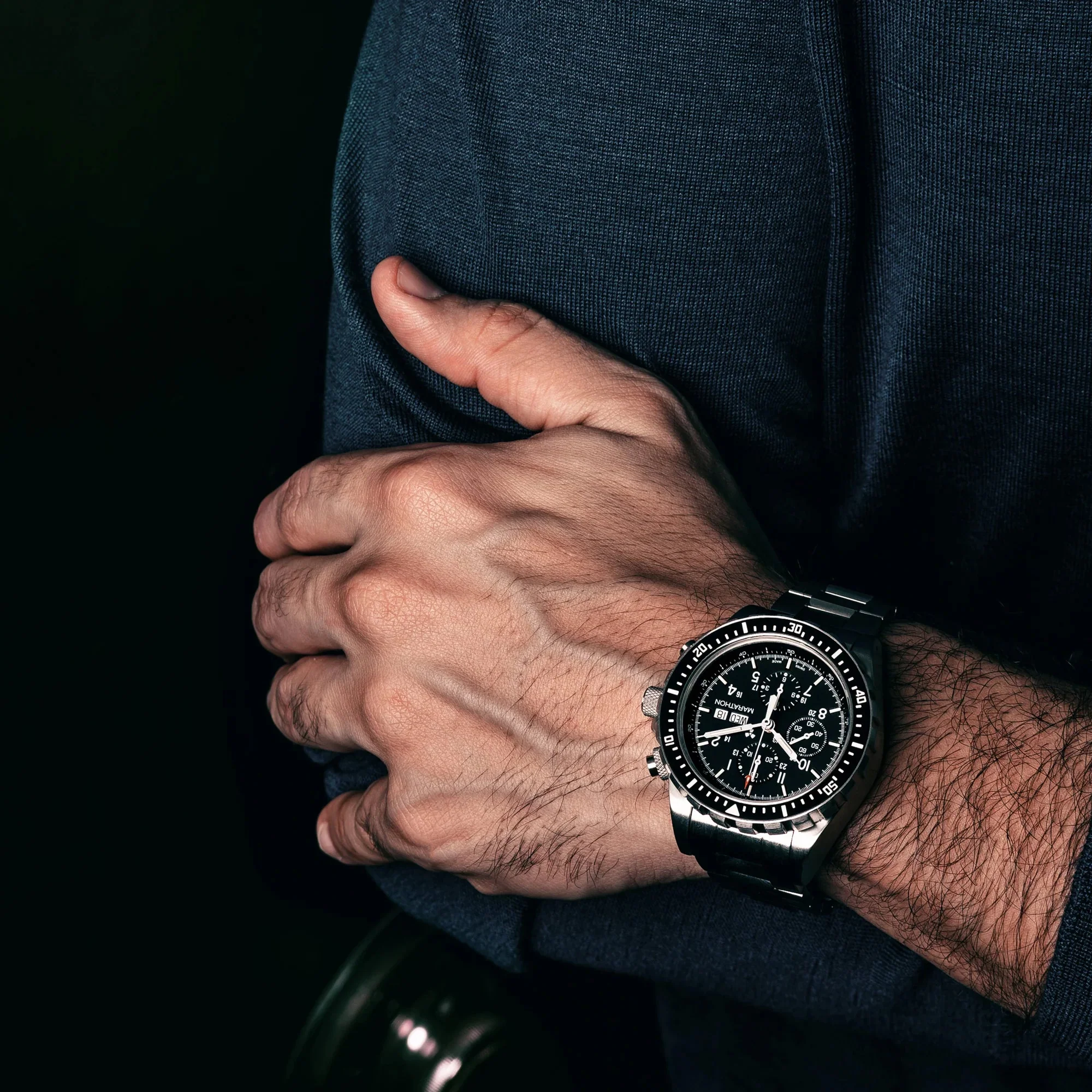 Marathon Jumbo Diver/Pilot's Automatic Chronograph (CSAR) - 46mm US Government Markings Stainless Steel WW194014BRACE - Image 5