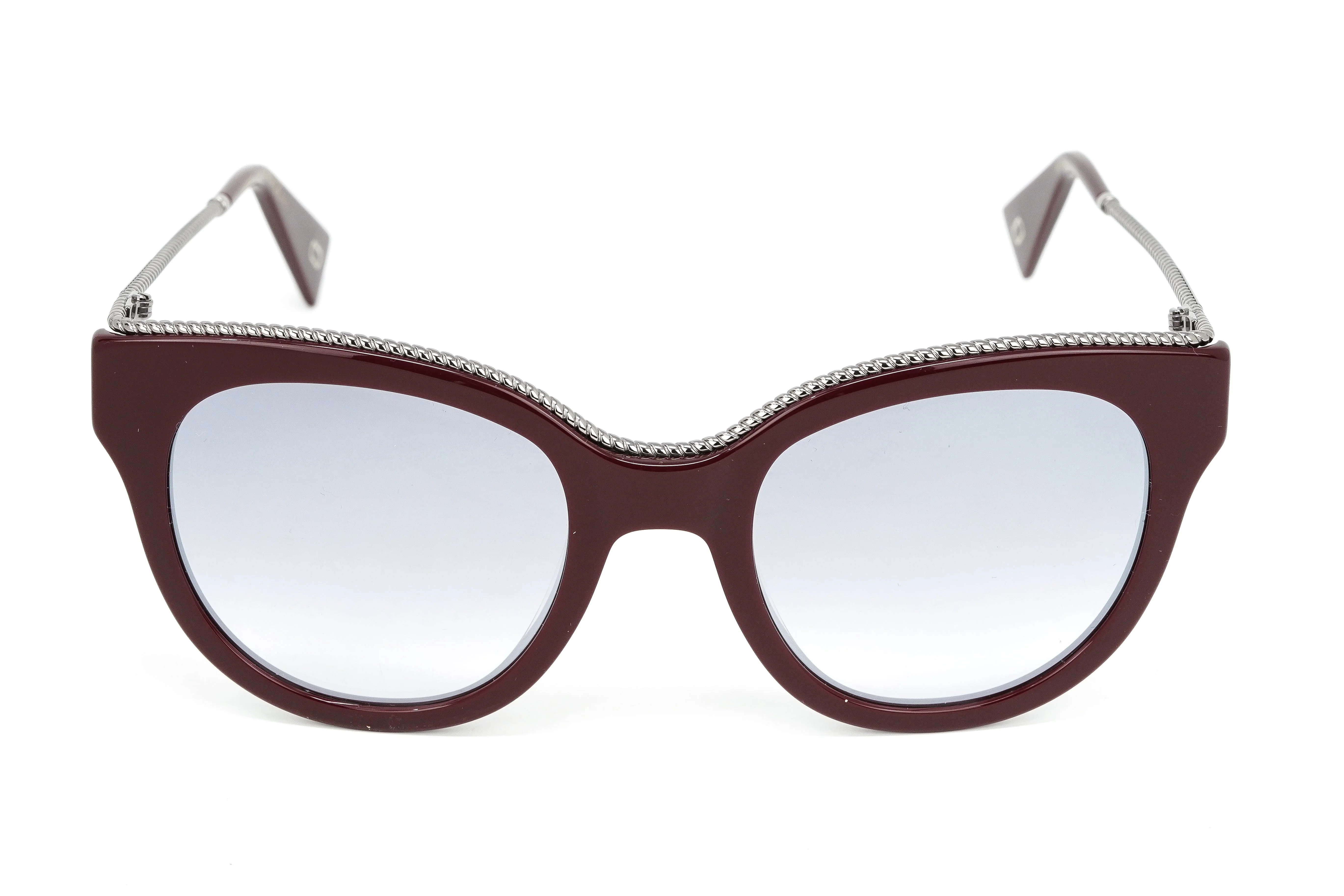 Marc Jacobs Women's Round Sunglasses Dark Red Mirrored Grey - Image 2