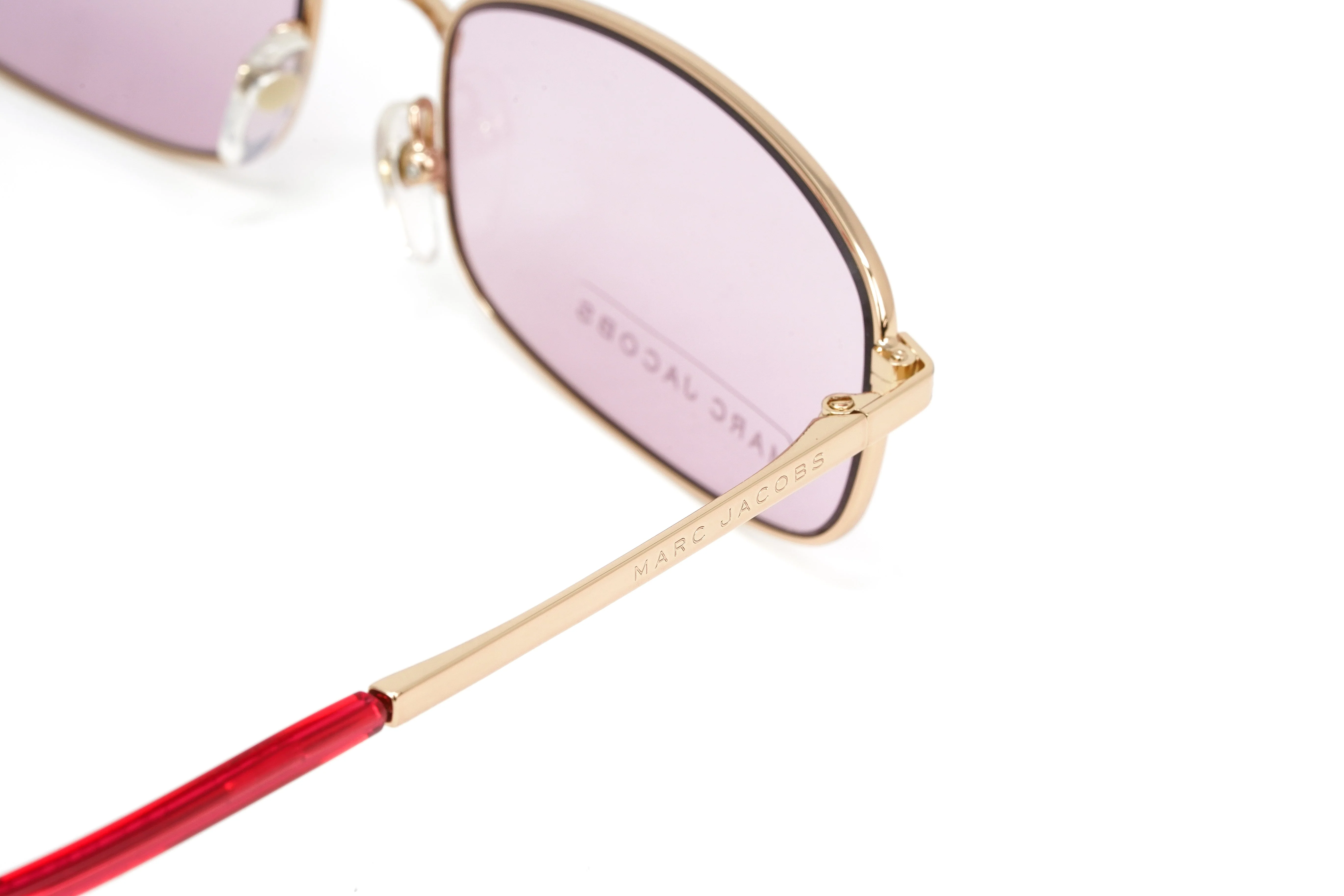 Marc Jacobs Women's Sunglasses Rectangular Pink/Gold - Image 5