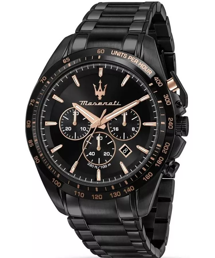 Maserati Traguardo Men's Black Chronograph Watch Bracelet Set - Image 2