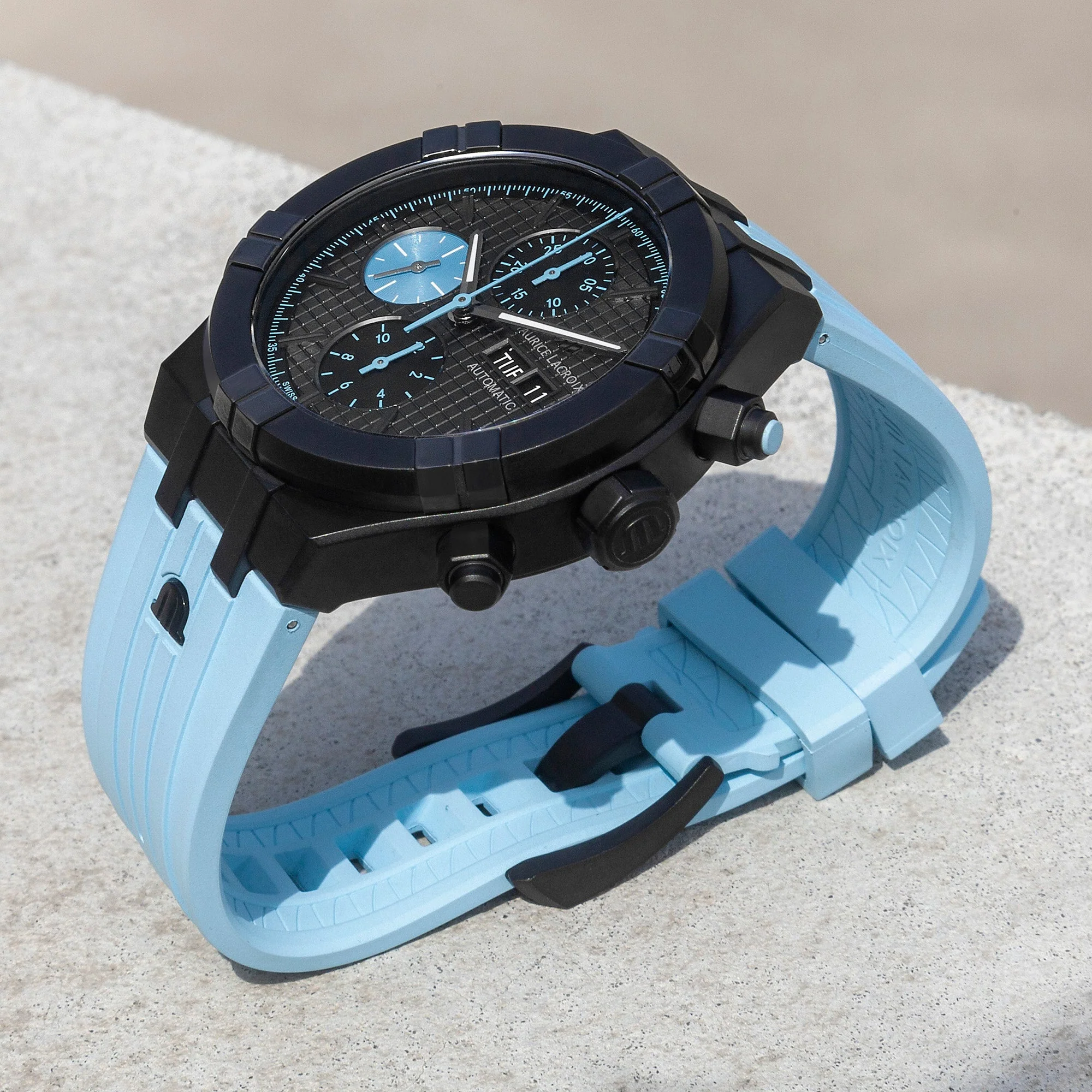 Maurice Lacroix Men's Black Aikon Chronograph Watch - Image 2